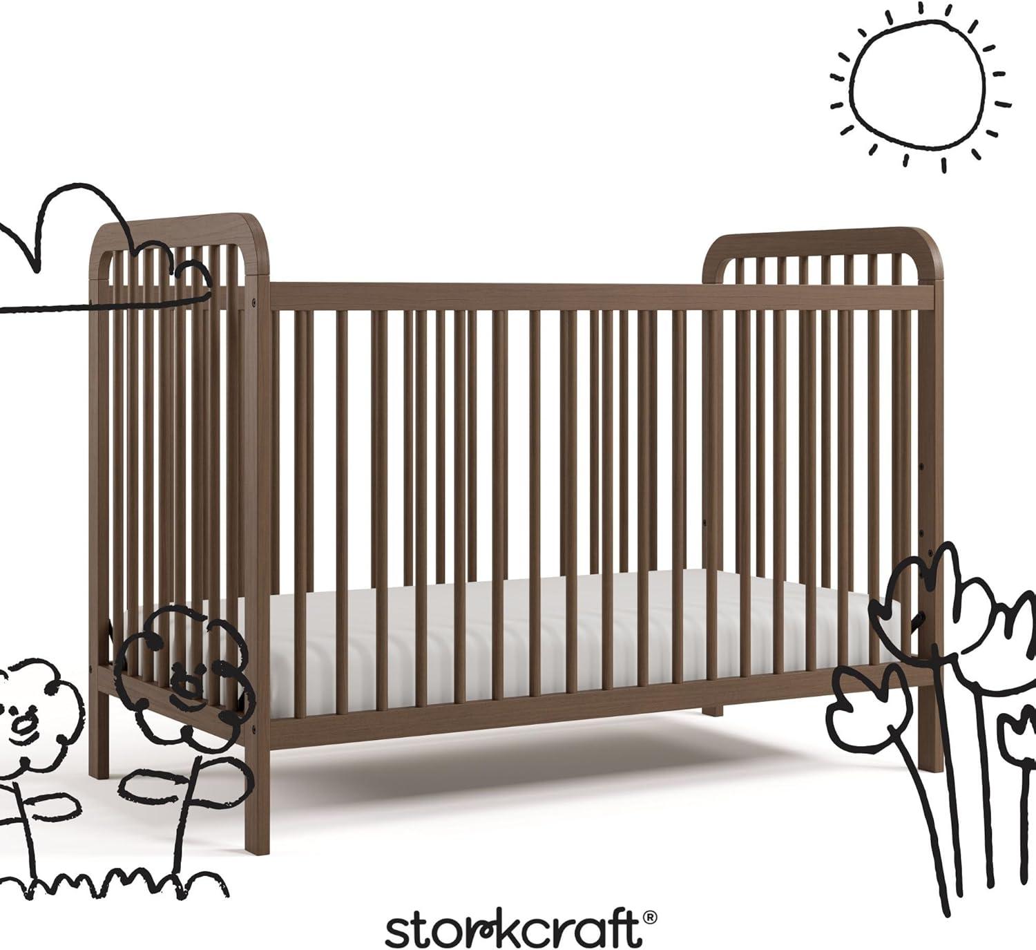 imageStorkcraft Pasadena 3in1 Convertible Crib White GREENGUARD Gold Certified Converts to Daybed and Toddler Bed Fits Standard FullSize Crib Mattress Adjustable Mattress HeightHazelnut