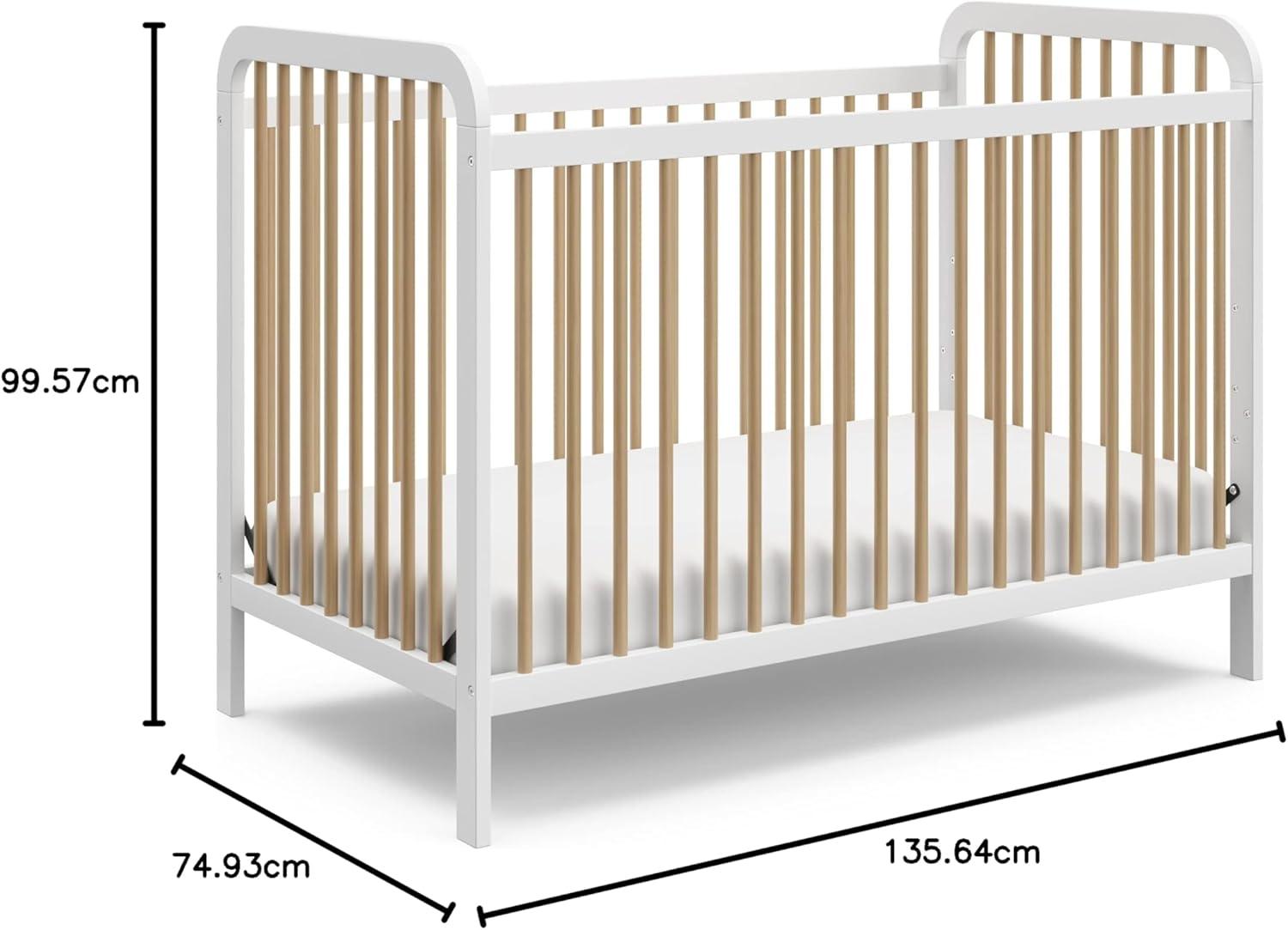 imageStorkcraft Pasadena 3in1 Convertible Crib White GREENGUARD Gold Certified Converts to Daybed and Toddler Bed Fits Standard FullSize Crib Mattress Adjustable Mattress HeightWhite With Driftwood