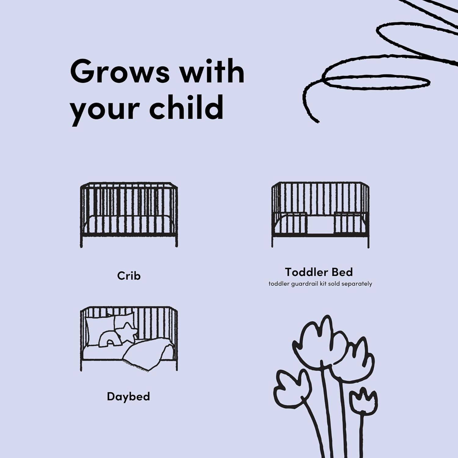 imageStorkcraft Pasadena 3in1 Convertible Crib White GREENGUARD Gold Certified Converts to Daybed and Toddler Bed Fits Standard FullSize Crib Mattress Adjustable Mattress HeightBlack With Driftwood