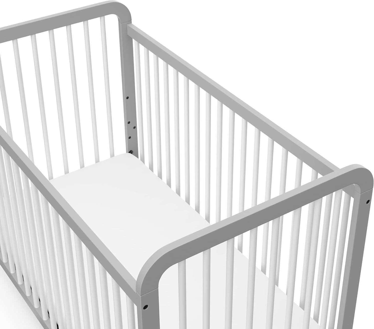 imageStorkcraft Pasadena 3in1 Convertible Crib White GREENGUARD Gold Certified Converts to Daybed and Toddler Bed Fits Standard FullSize Crib Mattress Adjustable Mattress HeightPebble Gray With White