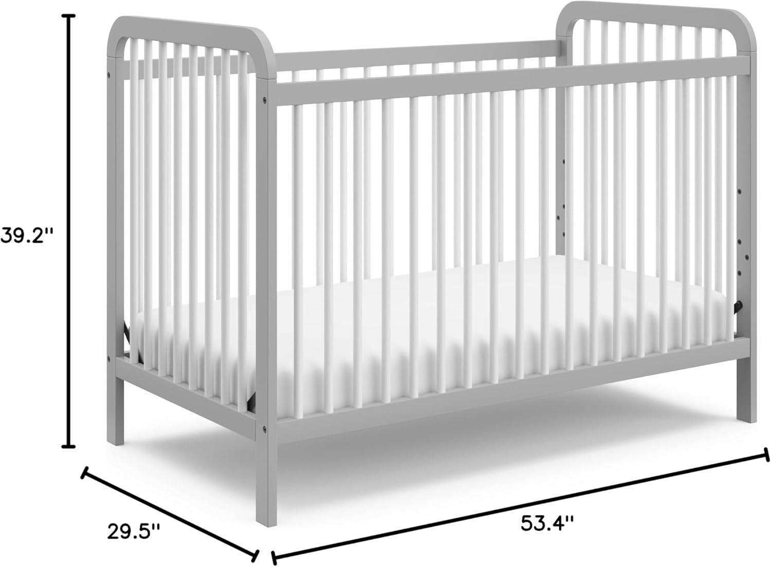 imageStorkcraft Pasadena 3in1 Convertible Crib White GREENGUARD Gold Certified Converts to Daybed and Toddler Bed Fits Standard FullSize Crib Mattress Adjustable Mattress HeightPebble Gray With White