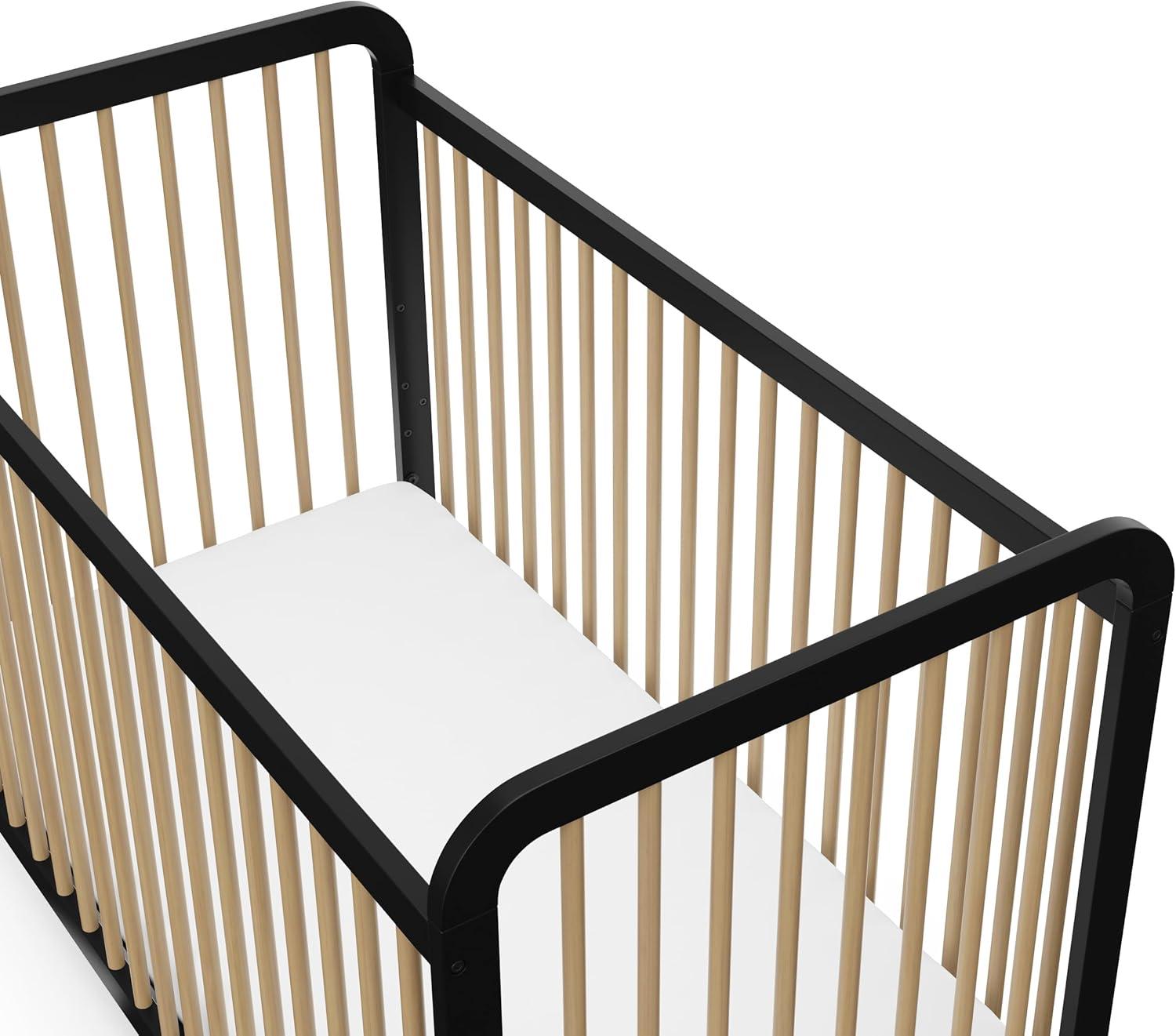imageStorkcraft Pasadena 3in1 Convertible Crib White GREENGUARD Gold Certified Converts to Daybed and Toddler Bed Fits Standard FullSize Crib Mattress Adjustable Mattress HeightBlack With Driftwood