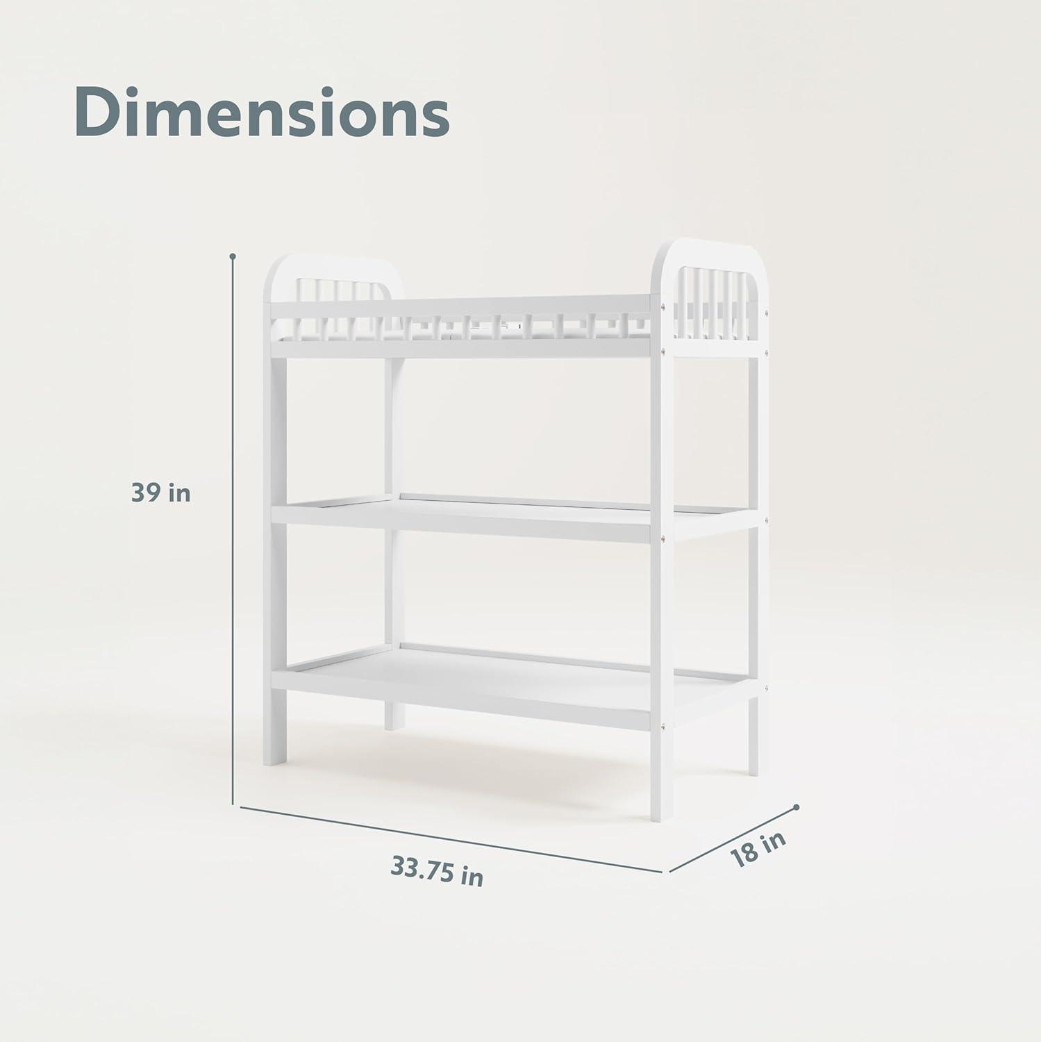 imageStorkcraft Pasadena Changing Table with WaterResistant Changing Pad Driftwood GREENGUARD Gold Certified Includes Bonus WaterResistant Changing Pad with Safety Strap 2 Open ShelvesWhite