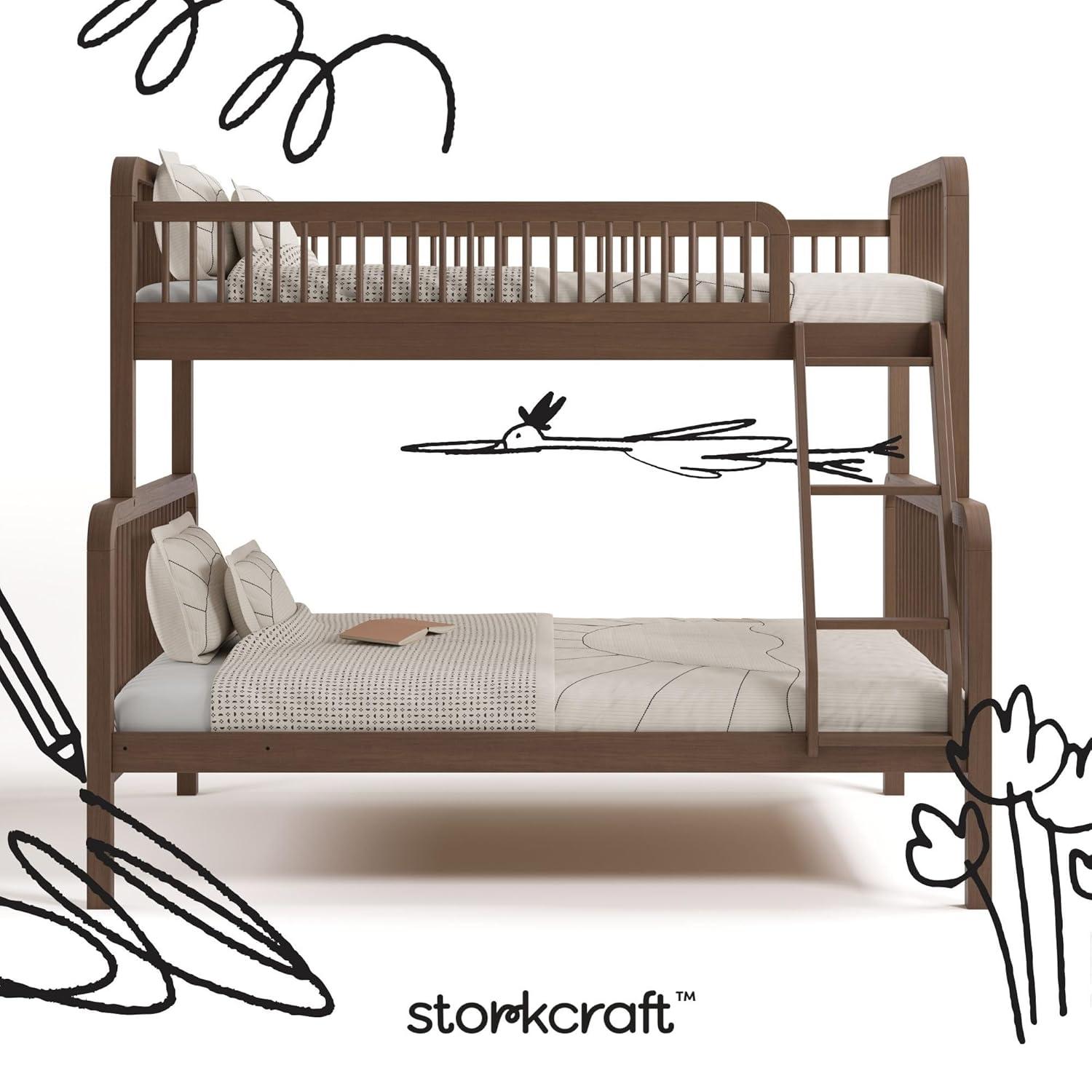 imageStorkcraft Pasadena Toddler Bed White with Driftwood GREENGUARD Gold Certified Fits Standard FullSize Crib ampamp Toddler Mattress Toddler Safety Guardrails Included Complete Design with FootboardHazelnut