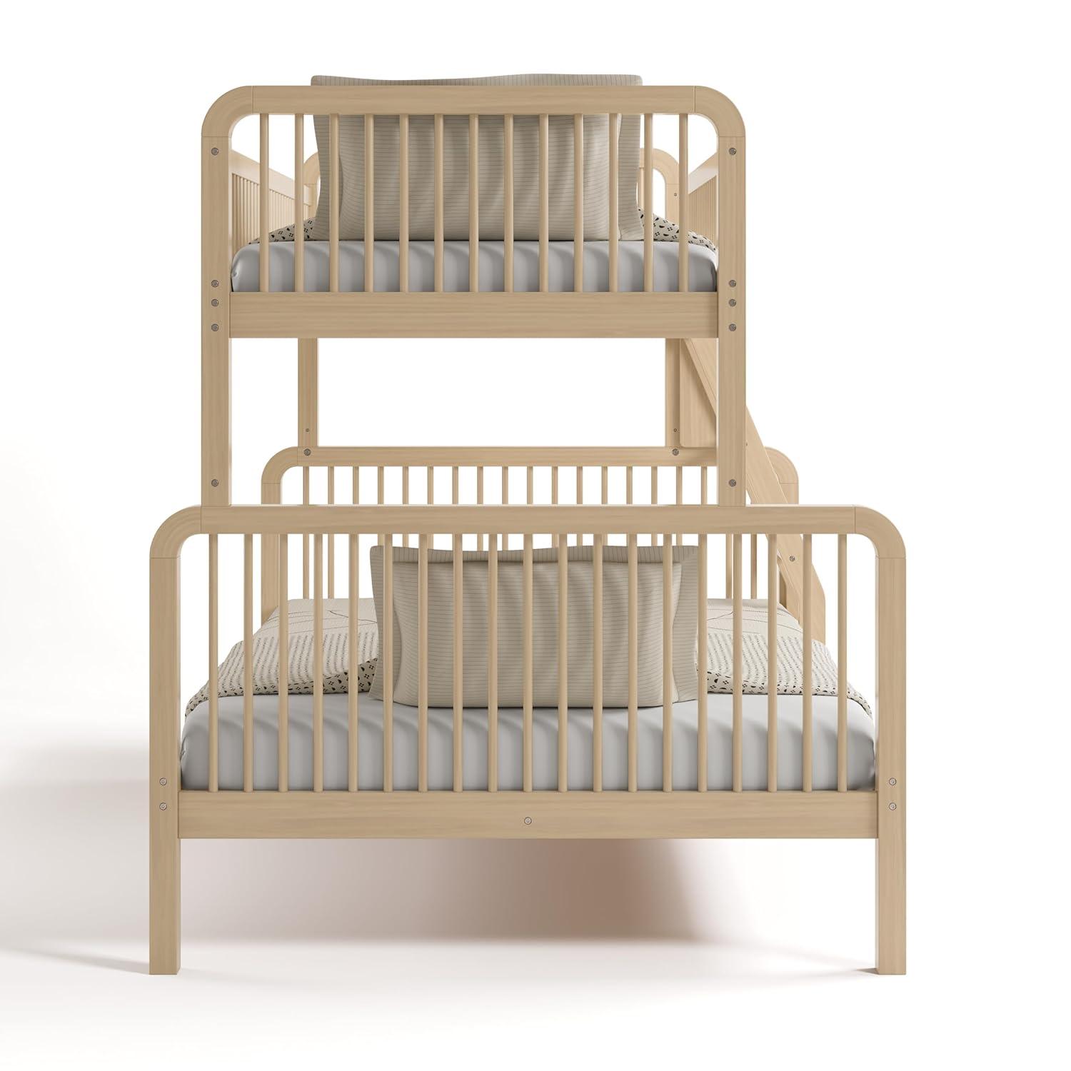 imageStorkcraft Pasadena Toddler Bed White with Driftwood GREENGUARD Gold Certified Fits Standard FullSize Crib ampamp Toddler Mattress Toddler Safety Guardrails Included Complete Design with FootboardDriftwood