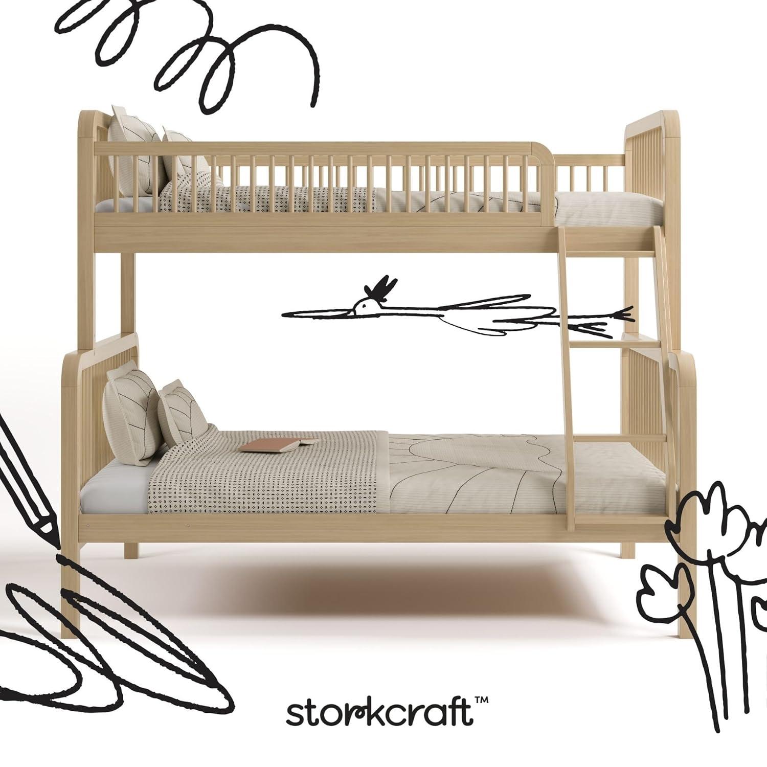 imageStorkcraft Pasadena Toddler Bed White with Driftwood GREENGUARD Gold Certified Fits Standard FullSize Crib ampamp Toddler Mattress Toddler Safety Guardrails Included Complete Design with FootboardDriftwood