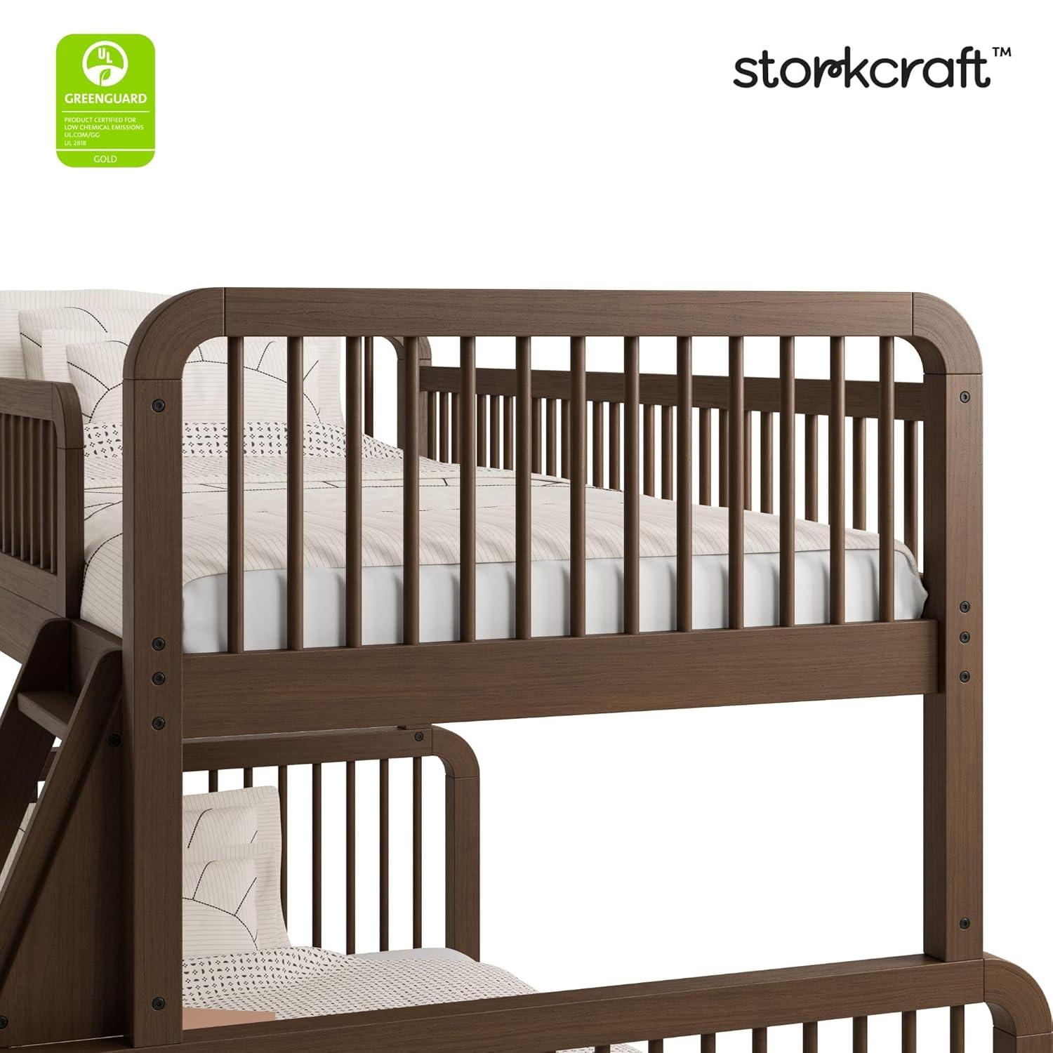 imageStorkcraft Pasadena Toddler Bed White with Driftwood GREENGUARD Gold Certified Fits Standard FullSize Crib ampamp Toddler Mattress Toddler Safety Guardrails Included Complete Design with FootboardHazelnut