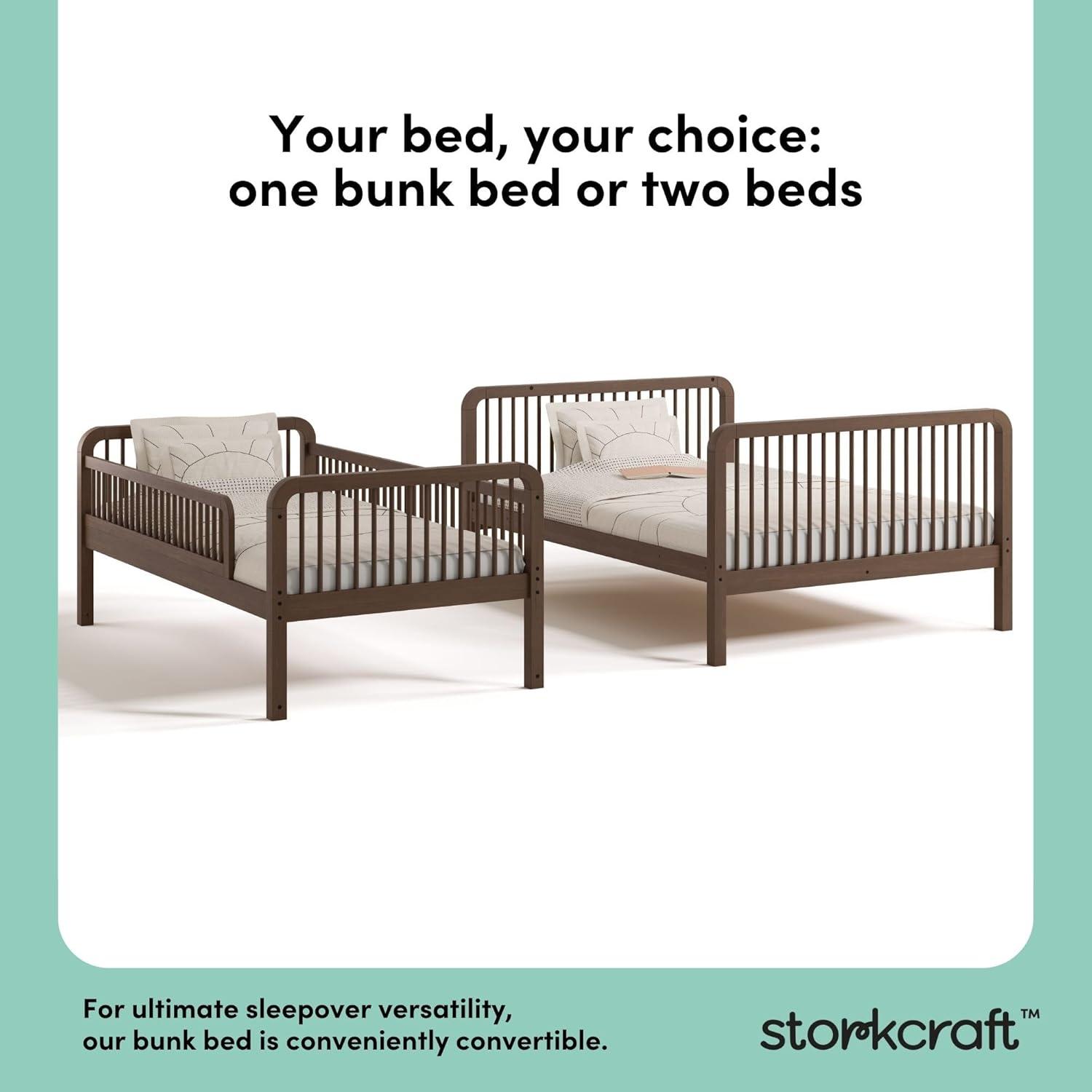 imageStorkcraft Pasadena Toddler Bed White with Driftwood GREENGUARD Gold Certified Fits Standard FullSize Crib ampamp Toddler Mattress Toddler Safety Guardrails Included Complete Design with FootboardHazelnut