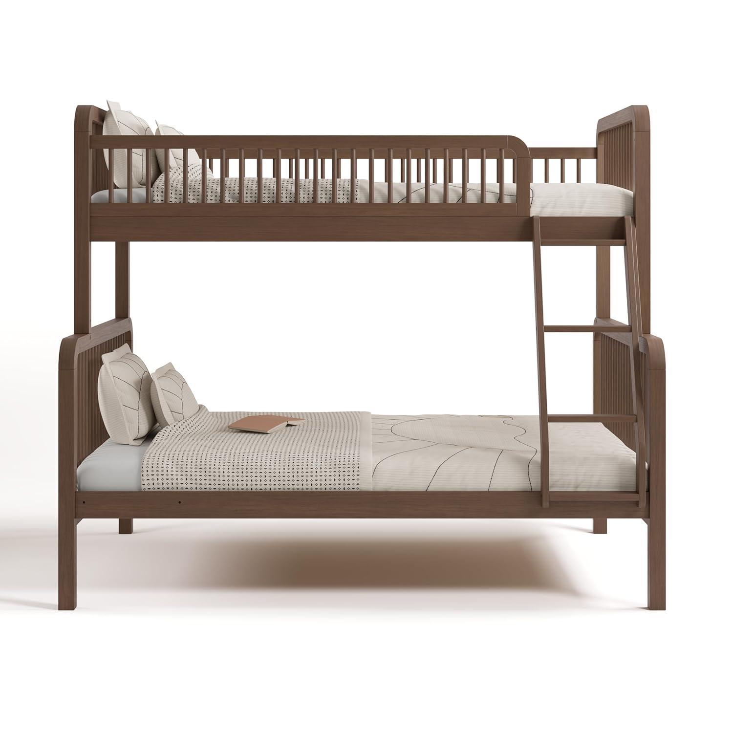 imageStorkcraft Pasadena Toddler Bed White with Driftwood GREENGUARD Gold Certified Fits Standard FullSize Crib ampamp Toddler Mattress Toddler Safety Guardrails Included Complete Design with FootboardHazelnut