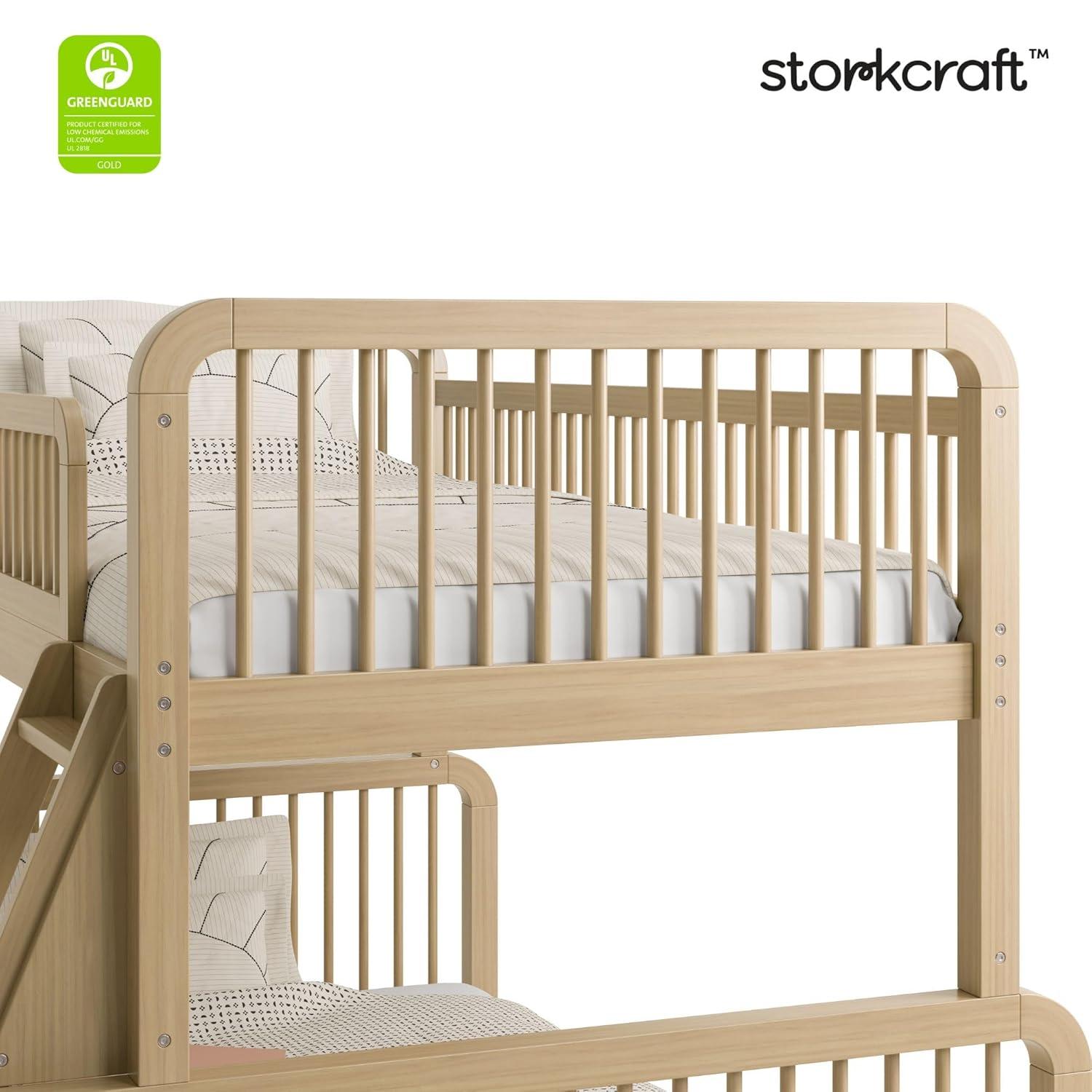 imageStorkcraft Pasadena Toddler Bed White with Driftwood GREENGUARD Gold Certified Fits Standard FullSize Crib ampamp Toddler Mattress Toddler Safety Guardrails Included Complete Design with FootboardDriftwood