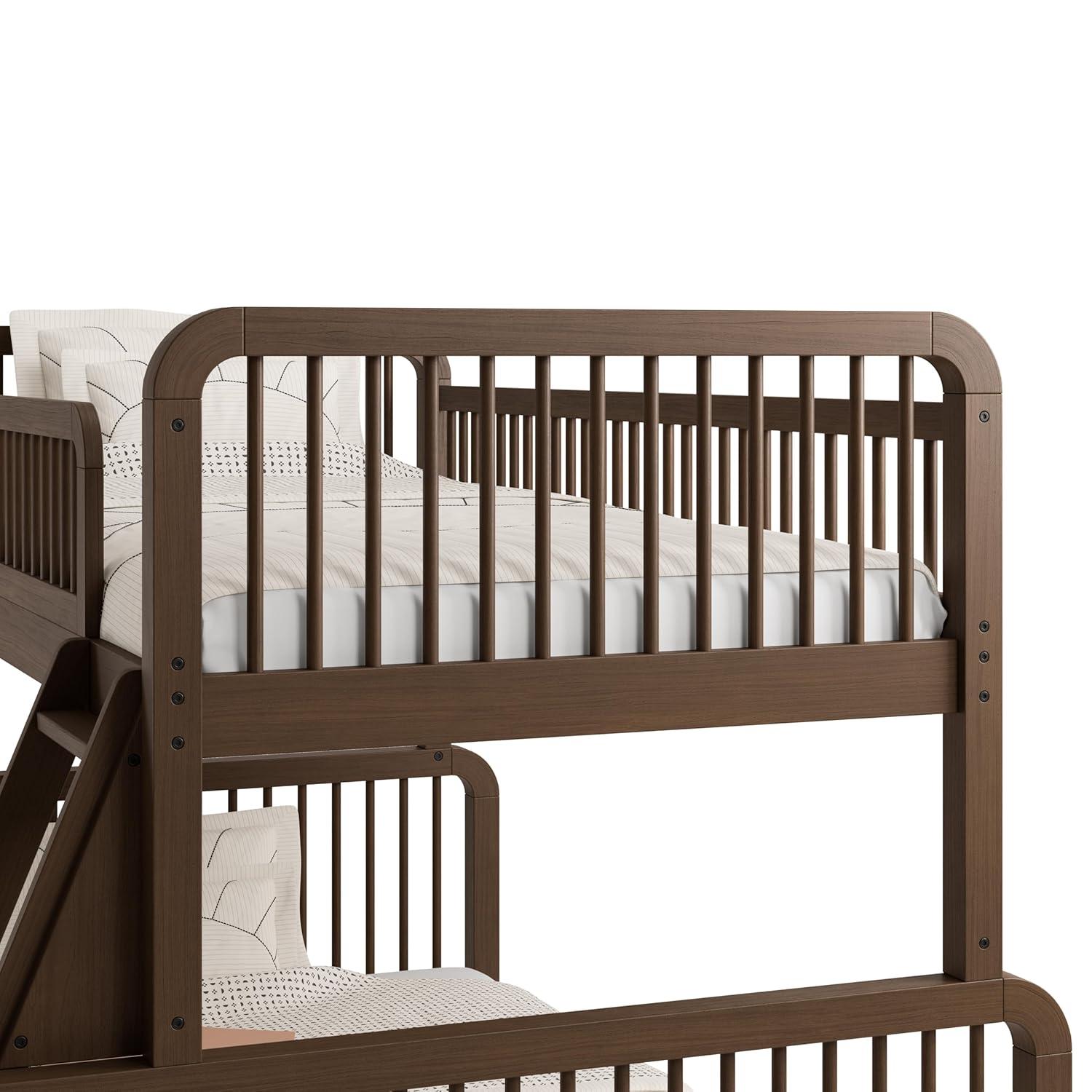 imageStorkcraft Pasadena Toddler Bed White with Driftwood GREENGUARD Gold Certified Fits Standard FullSize Crib ampamp Toddler Mattress Toddler Safety Guardrails Included Complete Design with FootboardHazelnut