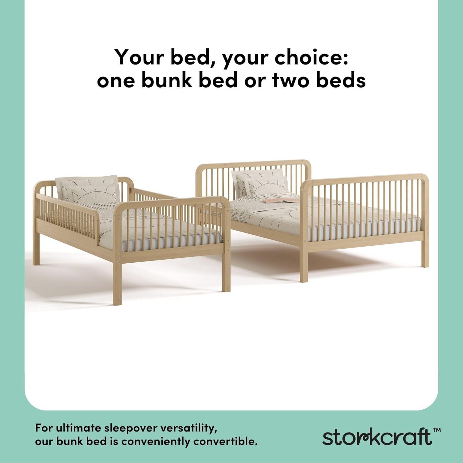 imageStorkcraft Pasadena Toddler Bed White with Driftwood GREENGUARD Gold Certified Fits Standard FullSize Crib ampamp Toddler Mattress Toddler Safety Guardrails Included Complete Design with FootboardDriftwood