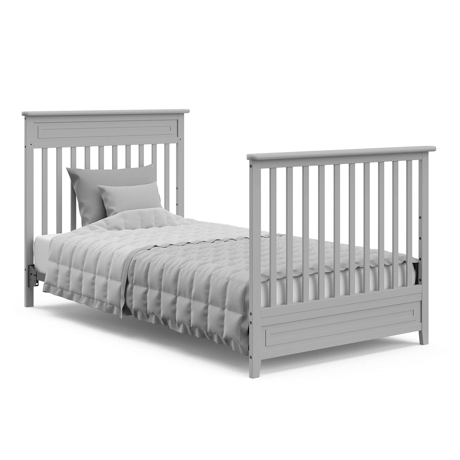 imageStorkcraft Petal 4in1 Convertible Mini Crib White GREENGUARD Gold Certified Converts to Daybed and TwinSize Bed Bonus 275inch Mini Crib Mattress Included Ideal for Small SpacesPebble Gray