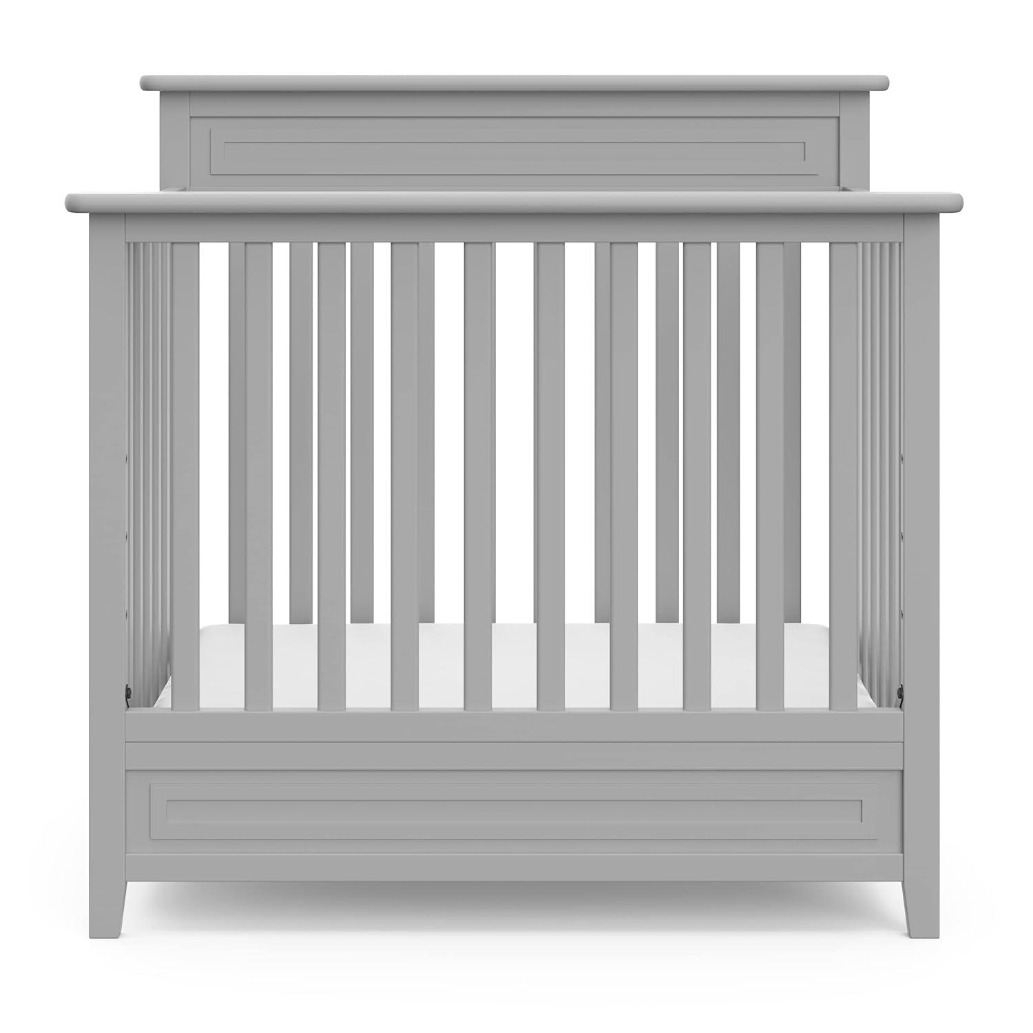 imageStorkcraft Petal 4in1 Convertible Mini Crib White GREENGUARD Gold Certified Converts to Daybed and TwinSize Bed Bonus 275inch Mini Crib Mattress Included Ideal for Small SpacesPebble Gray