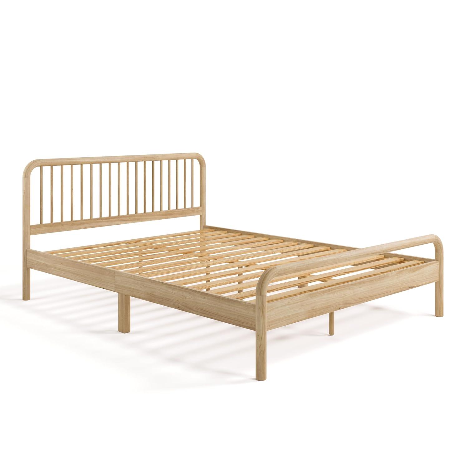imageStorkcraft Porto King Bed Frame Hazelnut GREENGUARD Gold Certified Sleek and Elegant Design Solid Hardwood and Composites Easy to Assemble EasytoMatch Style for Kids Teens and AdultsNatural