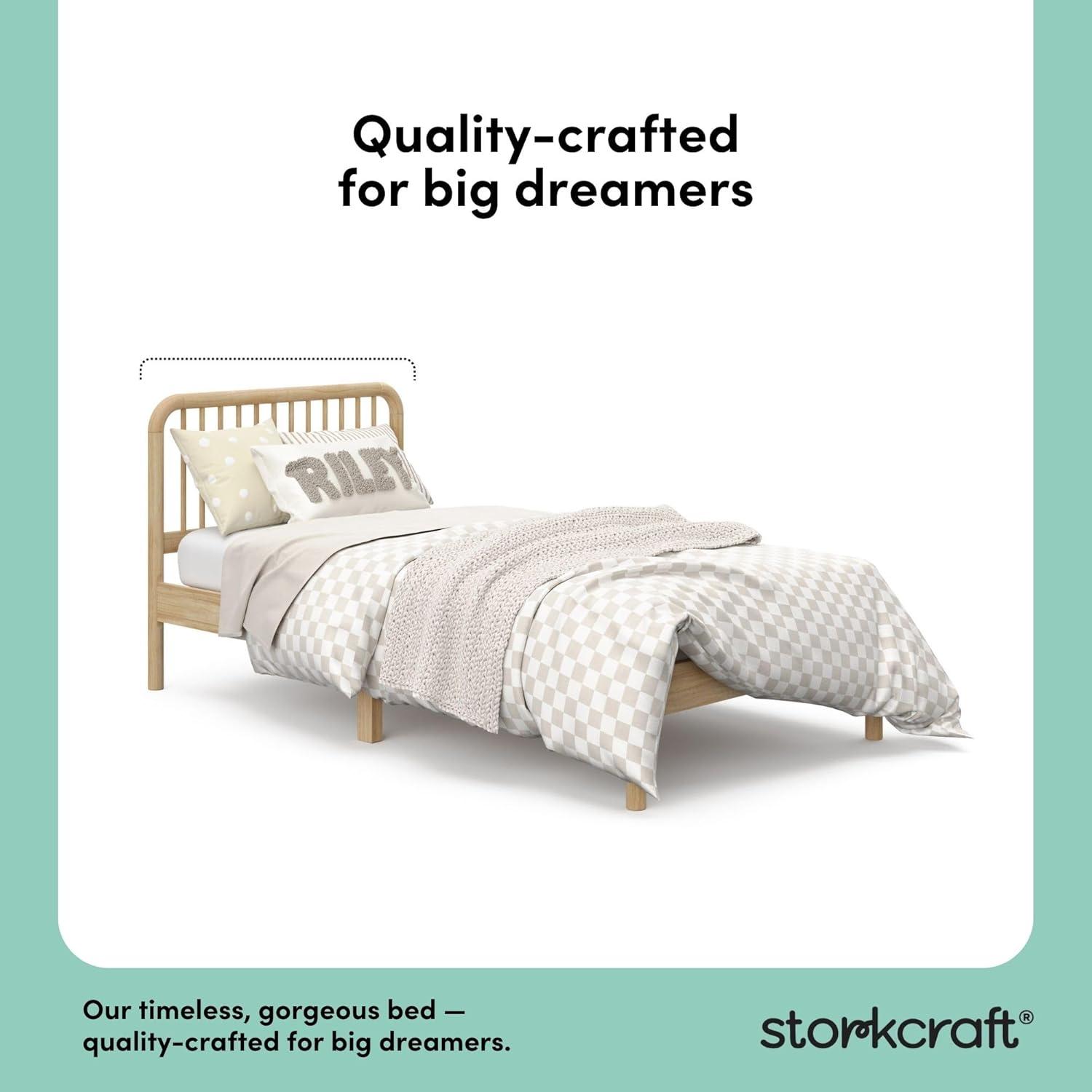 imageStorkcraft Porto King Bed Frame Hazelnut GREENGUARD Gold Certified Sleek and Elegant Design Solid Hardwood and Composites Easy to Assemble EasytoMatch Style for Kids Teens and AdultsNatural