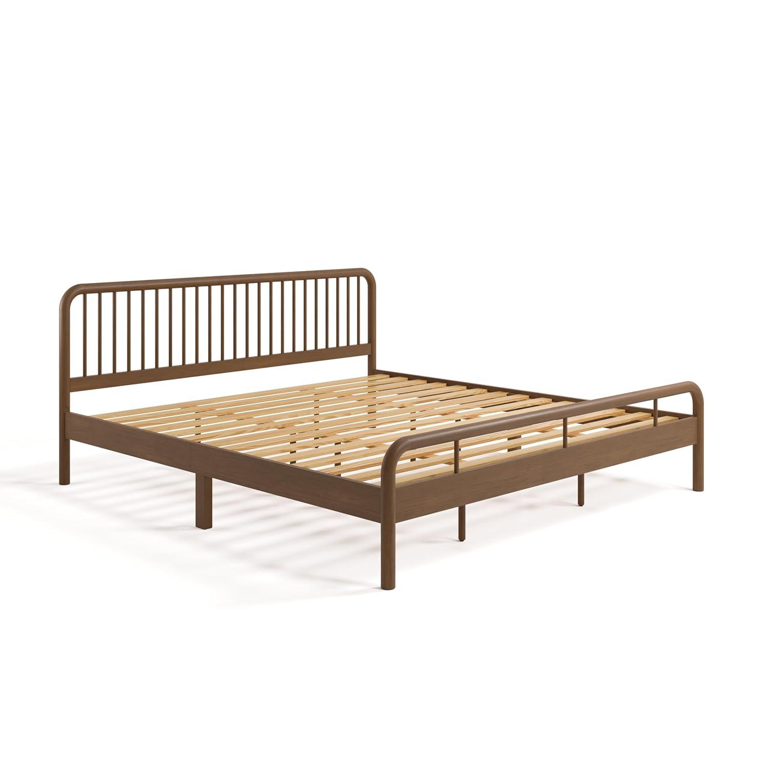 imageStorkcraft Porto King Bed Frame Hazelnut GREENGUARD Gold Certified Sleek and Elegant Design Solid Hardwood and Composites Easy to Assemble EasytoMatch Style for Kids Teens and AdultsHazelnut