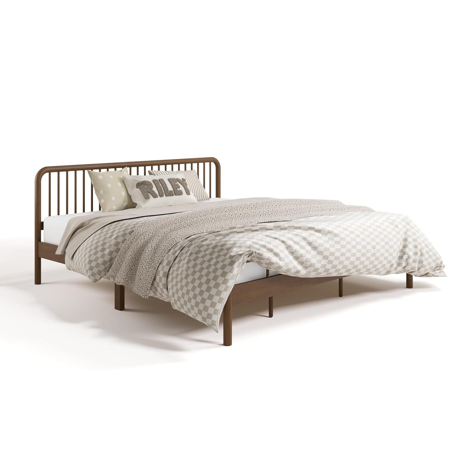 imageStorkcraft Porto King Bed Frame Hazelnut GREENGUARD Gold Certified Sleek and Elegant Design Solid Hardwood and Composites Easy to Assemble EasytoMatch Style for Kids Teens and AdultsHazelnut