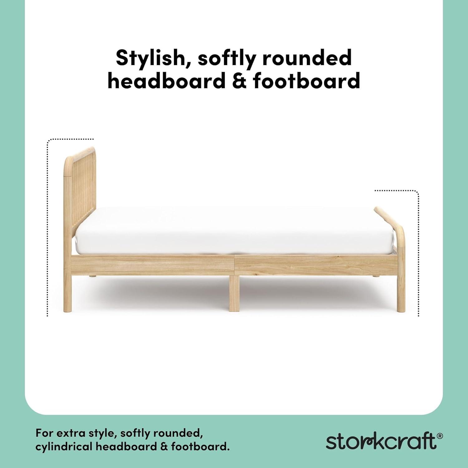 imageStorkcraft Porto King Bed Frame Hazelnut GREENGUARD Gold Certified Sleek and Elegant Design Solid Hardwood and Composites Easy to Assemble EasytoMatch Style for Kids Teens and AdultsNatural