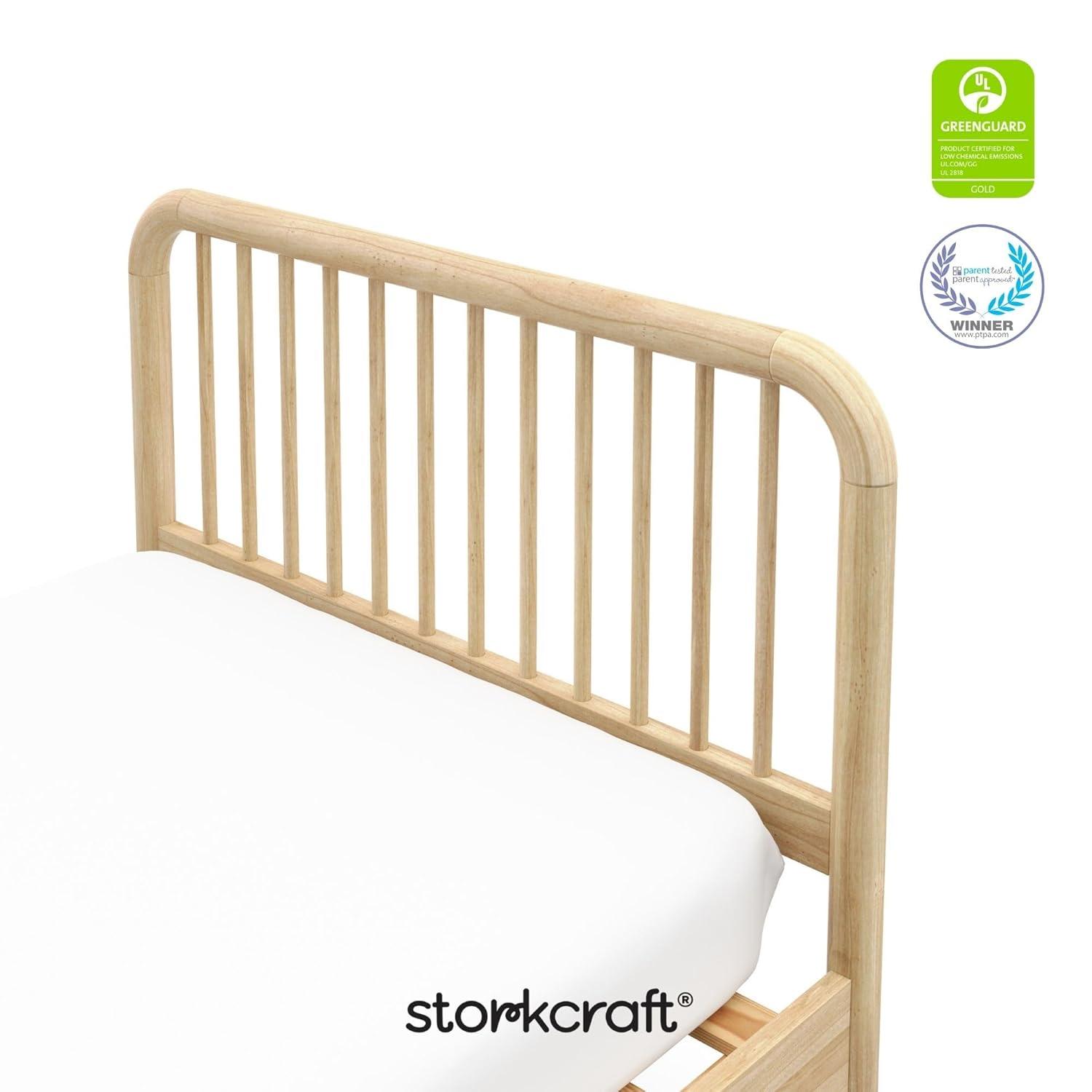 imageStorkcraft Porto King Bed Frame Hazelnut GREENGUARD Gold Certified Sleek and Elegant Design Solid Hardwood and Composites Easy to Assemble EasytoMatch Style for Kids Teens and AdultsNatural