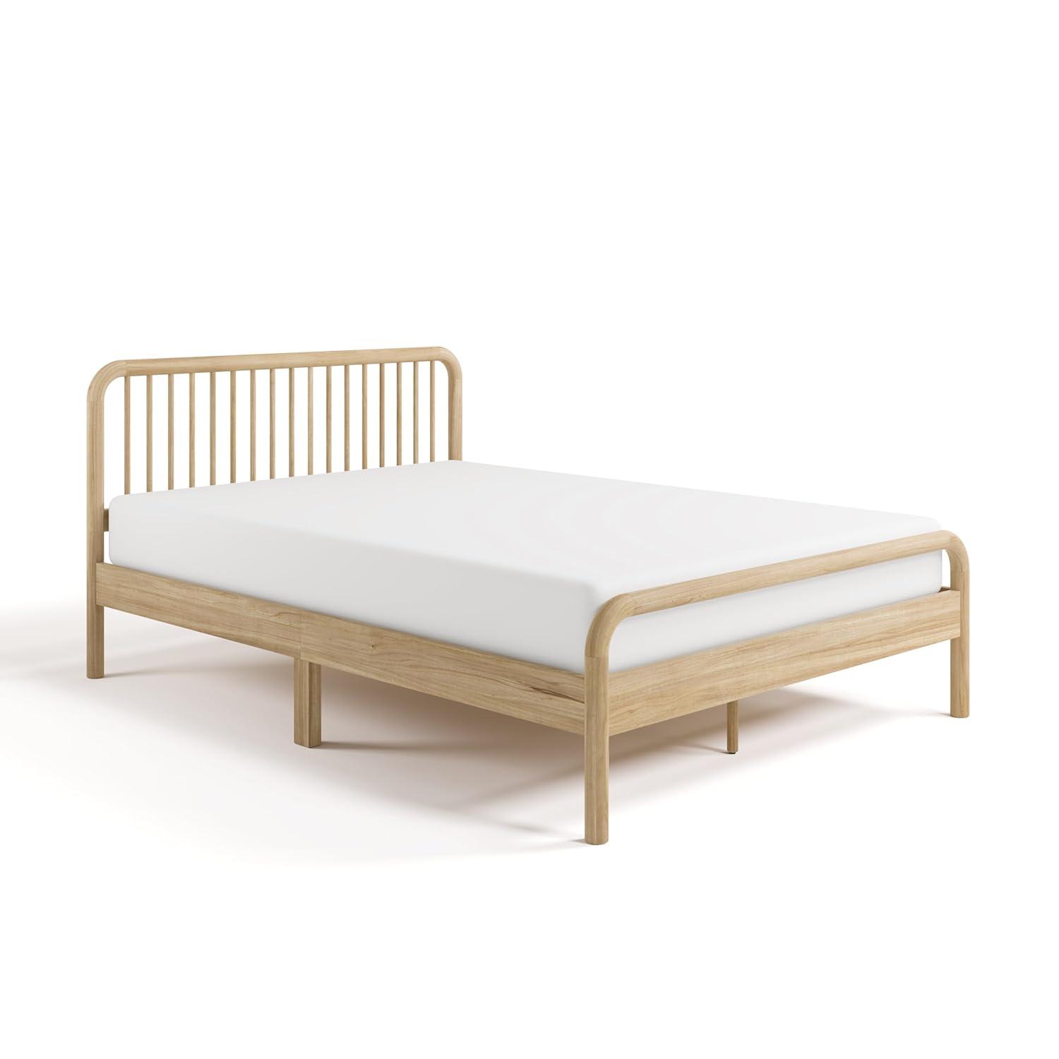 imageStorkcraft Porto King Bed Frame Hazelnut GREENGUARD Gold Certified Sleek and Elegant Design Solid Hardwood and Composites Easy to Assemble EasytoMatch Style for Kids Teens and AdultsNatural