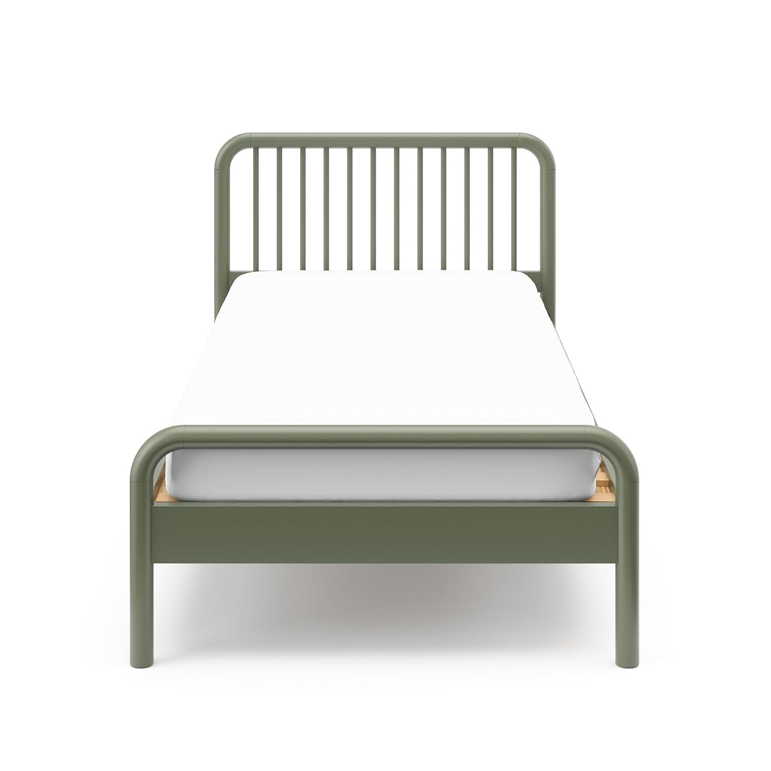 imageStorkcraft Porto King Bed Frame Hazelnut GREENGUARD Gold Certified Sleek and Elegant Design Solid Hardwood and Composites Easy to Assemble EasytoMatch Style for Kids Teens and AdultsOlive