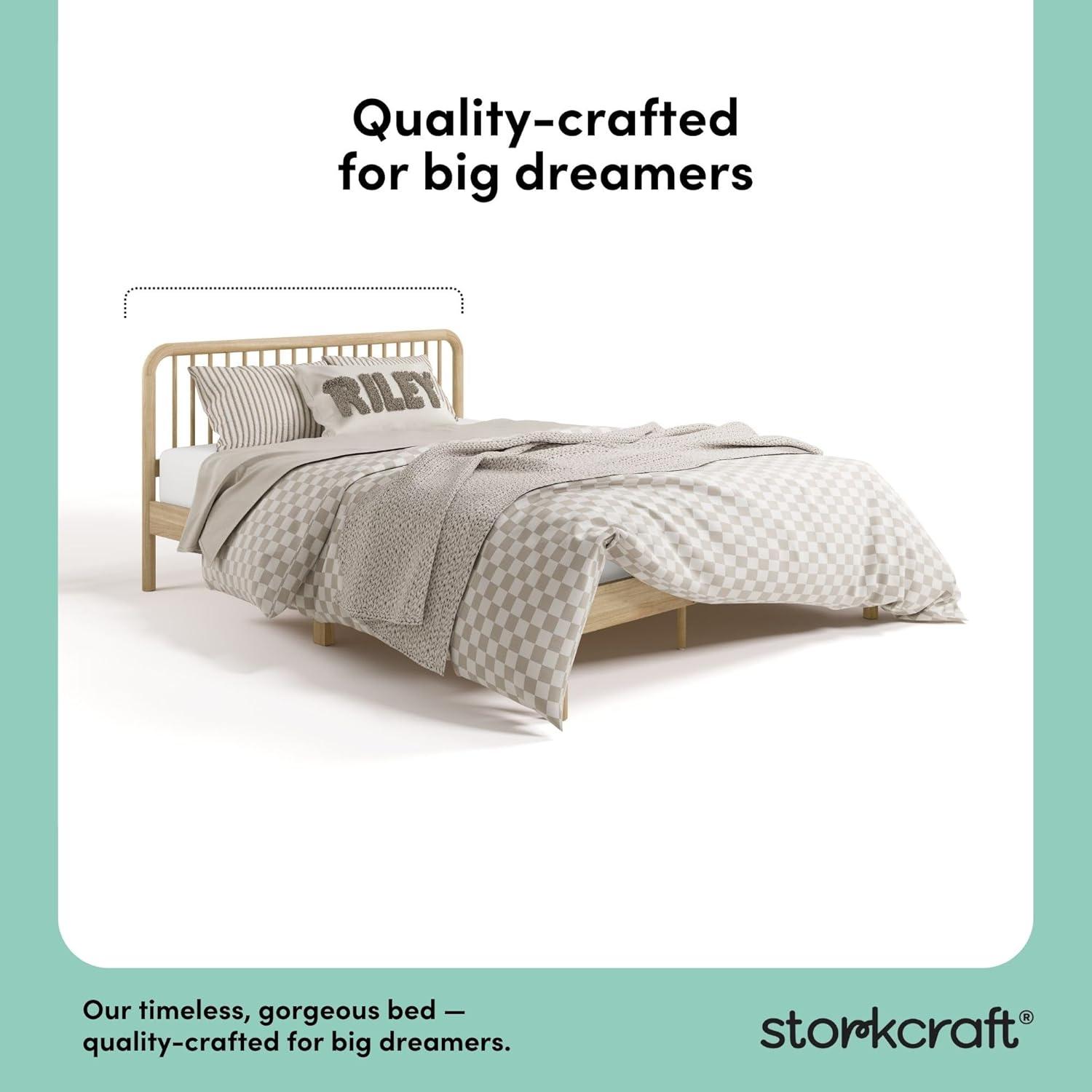 imageStorkcraft Porto King Bed Frame Hazelnut GREENGUARD Gold Certified Sleek and Elegant Design Solid Hardwood and Composites Easy to Assemble EasytoMatch Style for Kids Teens and AdultsNatural