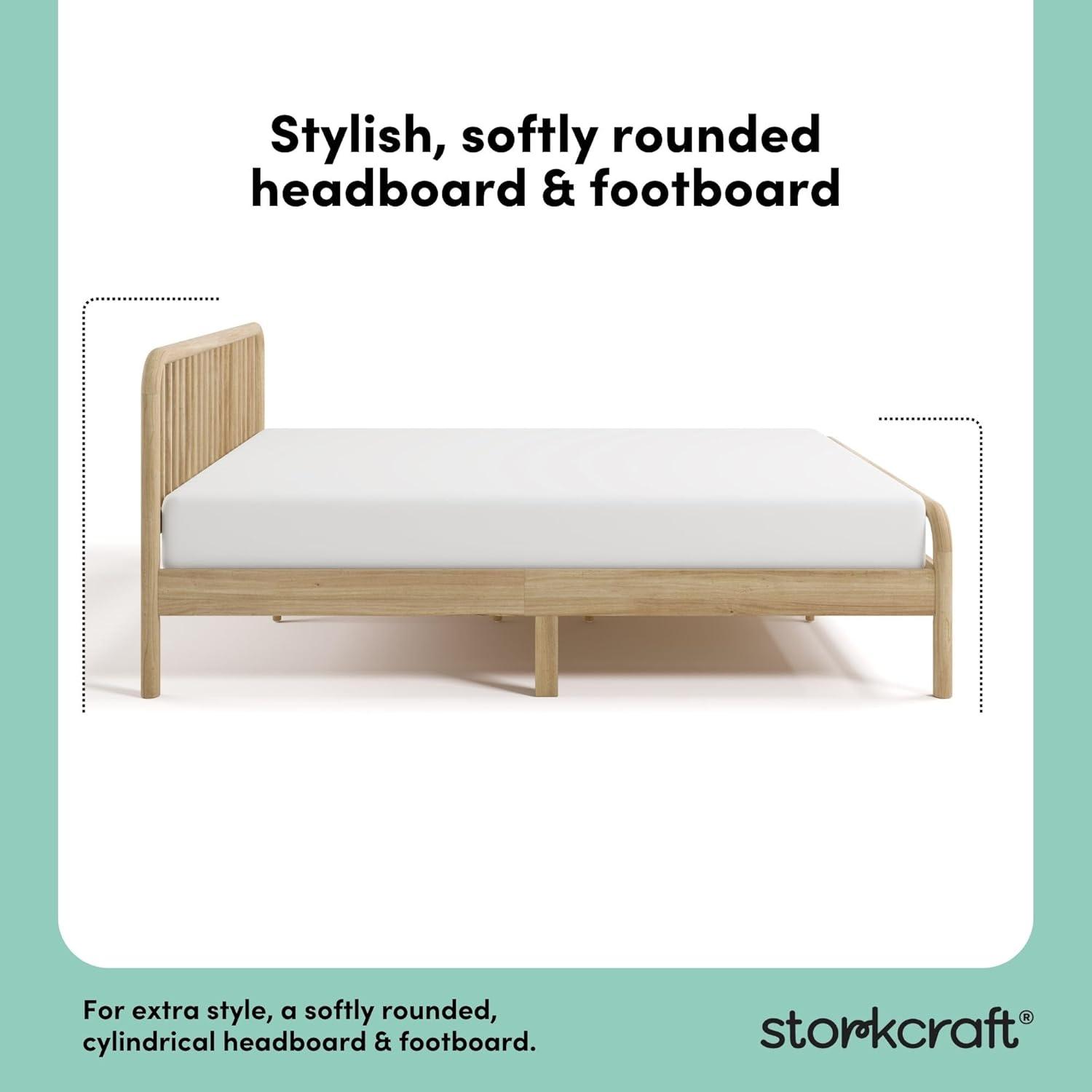 imageStorkcraft Porto King Bed Frame Hazelnut GREENGUARD Gold Certified Sleek and Elegant Design Solid Hardwood and Composites Easy to Assemble EasytoMatch Style for Kids Teens and AdultsNatural