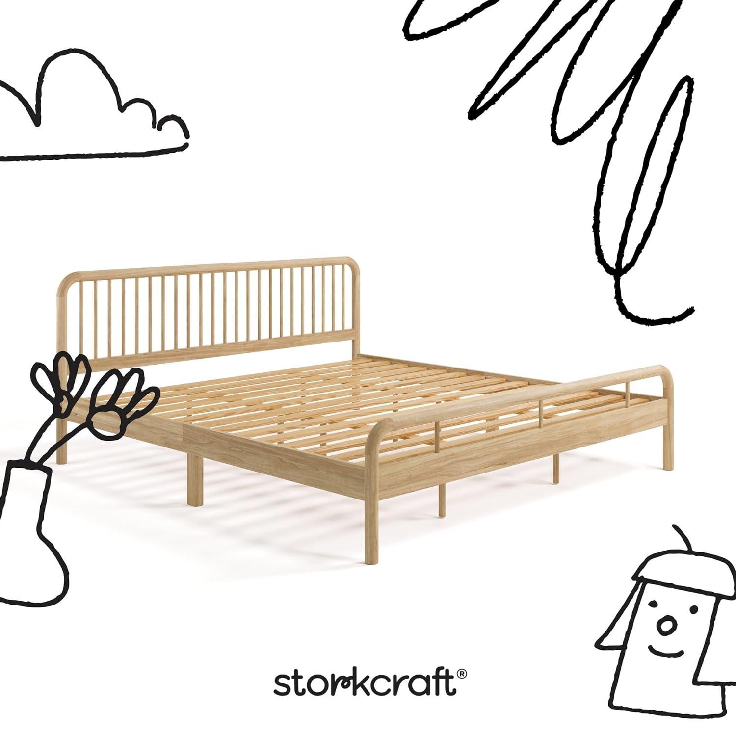 imageStorkcraft Porto King Bed Frame Hazelnut GREENGUARD Gold Certified Sleek and Elegant Design Solid Hardwood and Composites Easy to Assemble EasytoMatch Style for Kids Teens and AdultsNatural