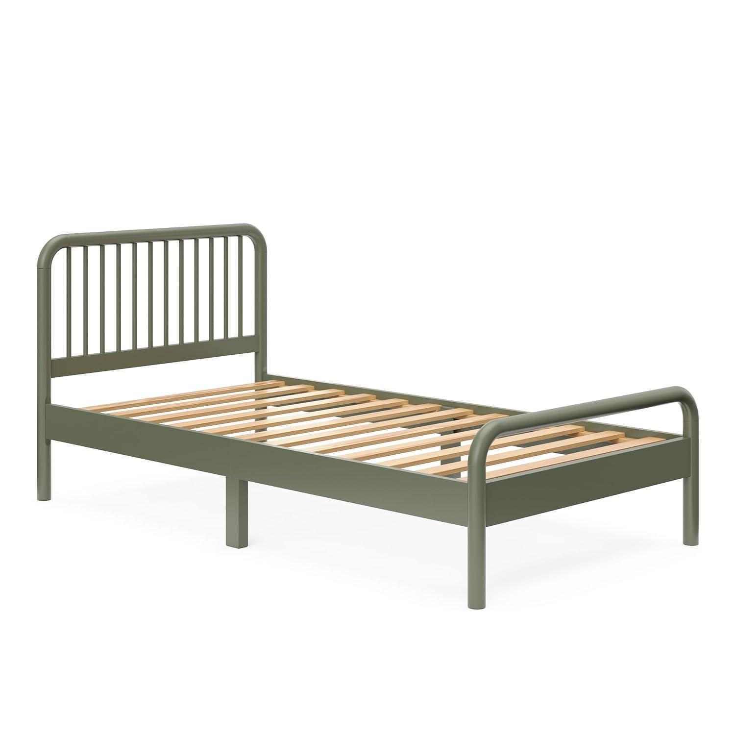 imageStorkcraft Porto King Bed Frame Hazelnut GREENGUARD Gold Certified Sleek and Elegant Design Solid Hardwood and Composites Easy to Assemble EasytoMatch Style for Kids Teens and AdultsOlive