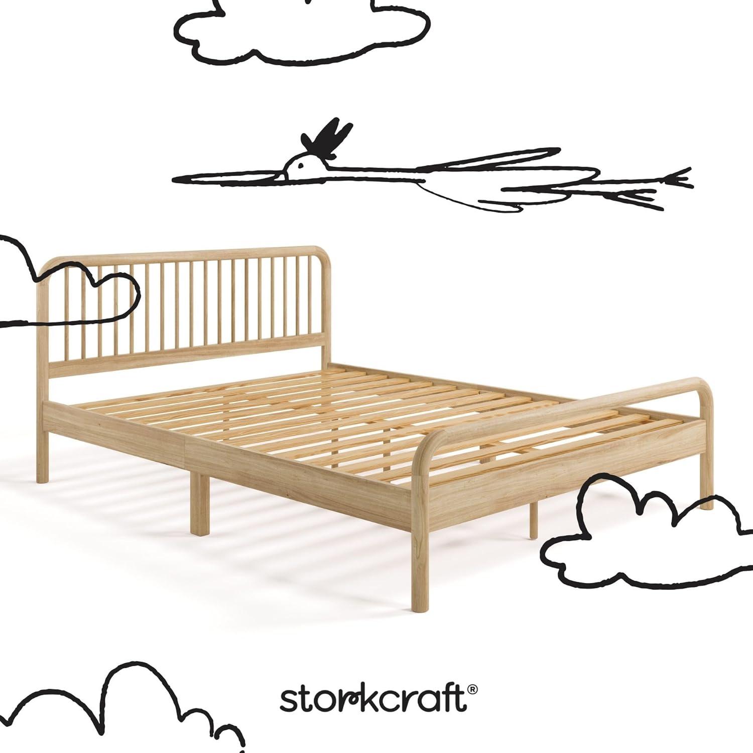imageStorkcraft Porto King Bed Frame Hazelnut GREENGUARD Gold Certified Sleek and Elegant Design Solid Hardwood and Composites Easy to Assemble EasytoMatch Style for Kids Teens and AdultsNatural