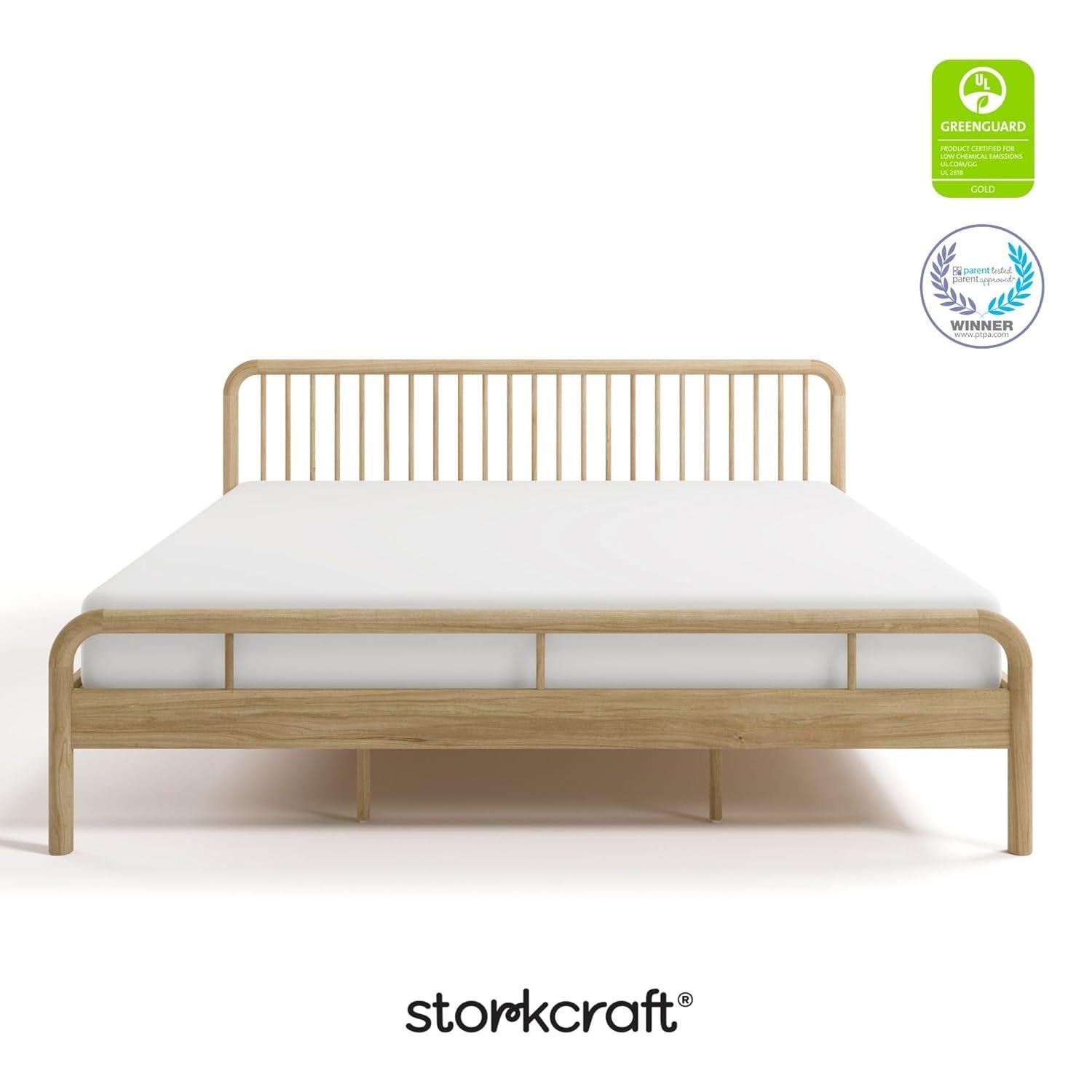 imageStorkcraft Porto King Bed Frame Hazelnut GREENGUARD Gold Certified Sleek and Elegant Design Solid Hardwood and Composites Easy to Assemble EasytoMatch Style for Kids Teens and AdultsNatural