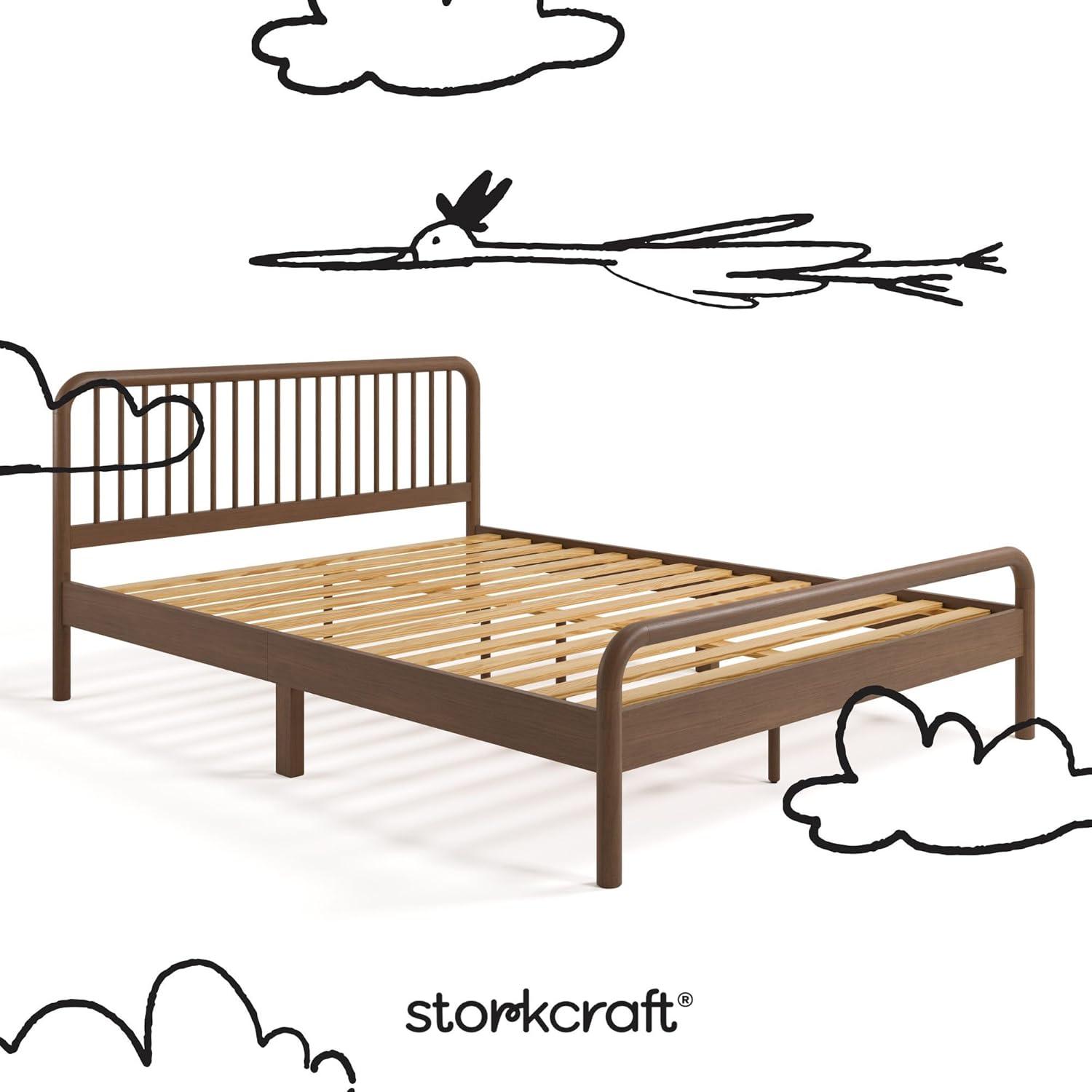 imageStorkcraft Porto King Bed Frame Hazelnut GREENGUARD Gold Certified Sleek and Elegant Design Solid Hardwood and Composites Easy to Assemble EasytoMatch Style for Kids Teens and AdultsHazelnut