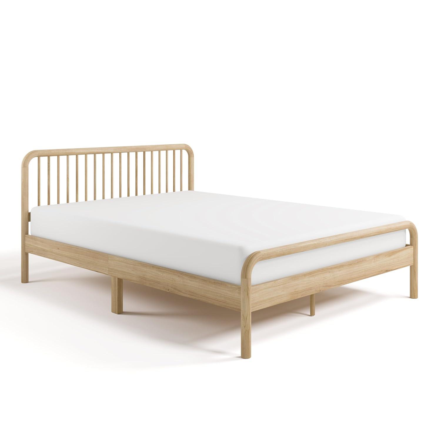 imageStorkcraft Porto King Bed Frame Hazelnut GREENGUARD Gold Certified Sleek and Elegant Design Solid Hardwood and Composites Easy to Assemble EasytoMatch Style for Kids Teens and AdultsNatural