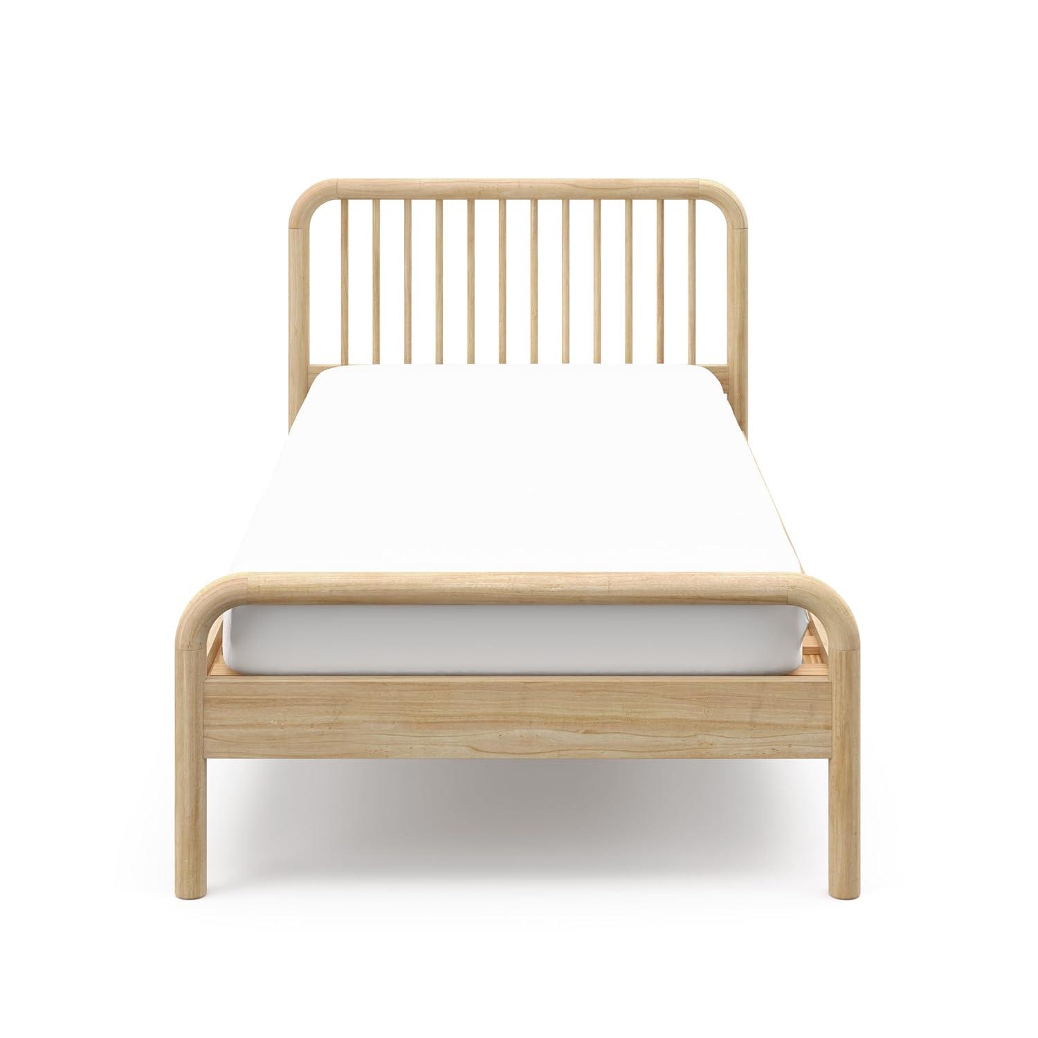 imageStorkcraft Porto King Bed Frame Hazelnut GREENGUARD Gold Certified Sleek and Elegant Design Solid Hardwood and Composites Easy to Assemble EasytoMatch Style for Kids Teens and AdultsNatural