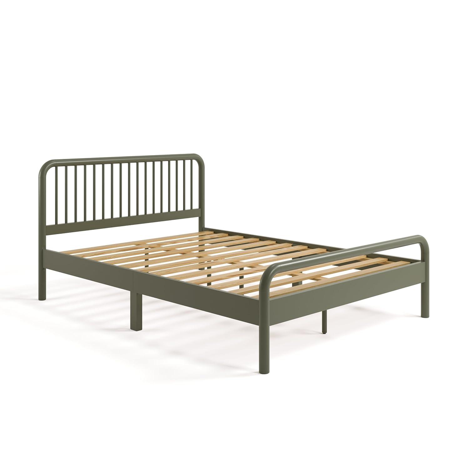 imageStorkcraft Porto King Bed Frame Hazelnut GREENGUARD Gold Certified Sleek and Elegant Design Solid Hardwood and Composites Easy to Assemble EasytoMatch Style for Kids Teens and AdultsOlive