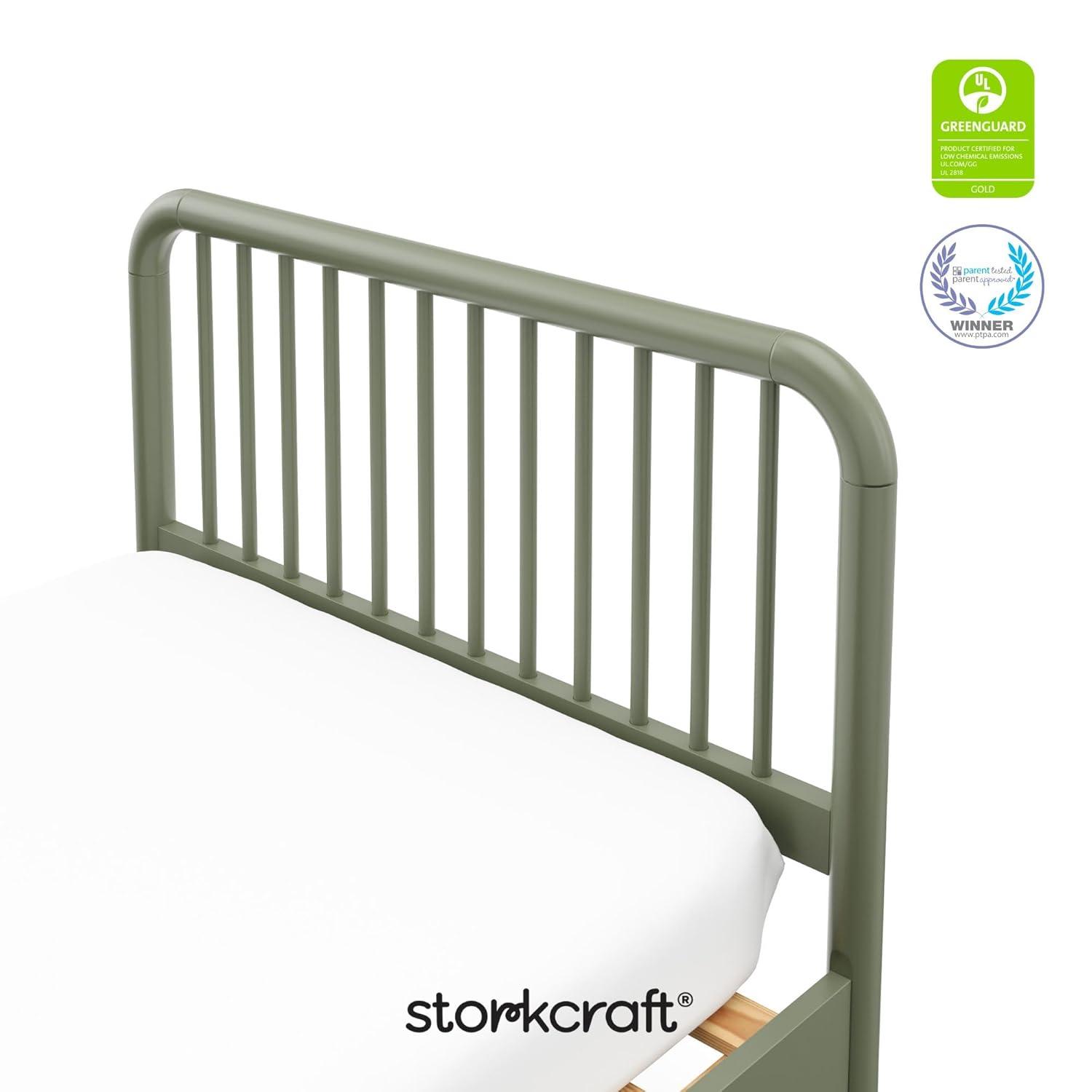 imageStorkcraft Porto King Bed Frame Hazelnut GREENGUARD Gold Certified Sleek and Elegant Design Solid Hardwood and Composites Easy to Assemble EasytoMatch Style for Kids Teens and AdultsOlive