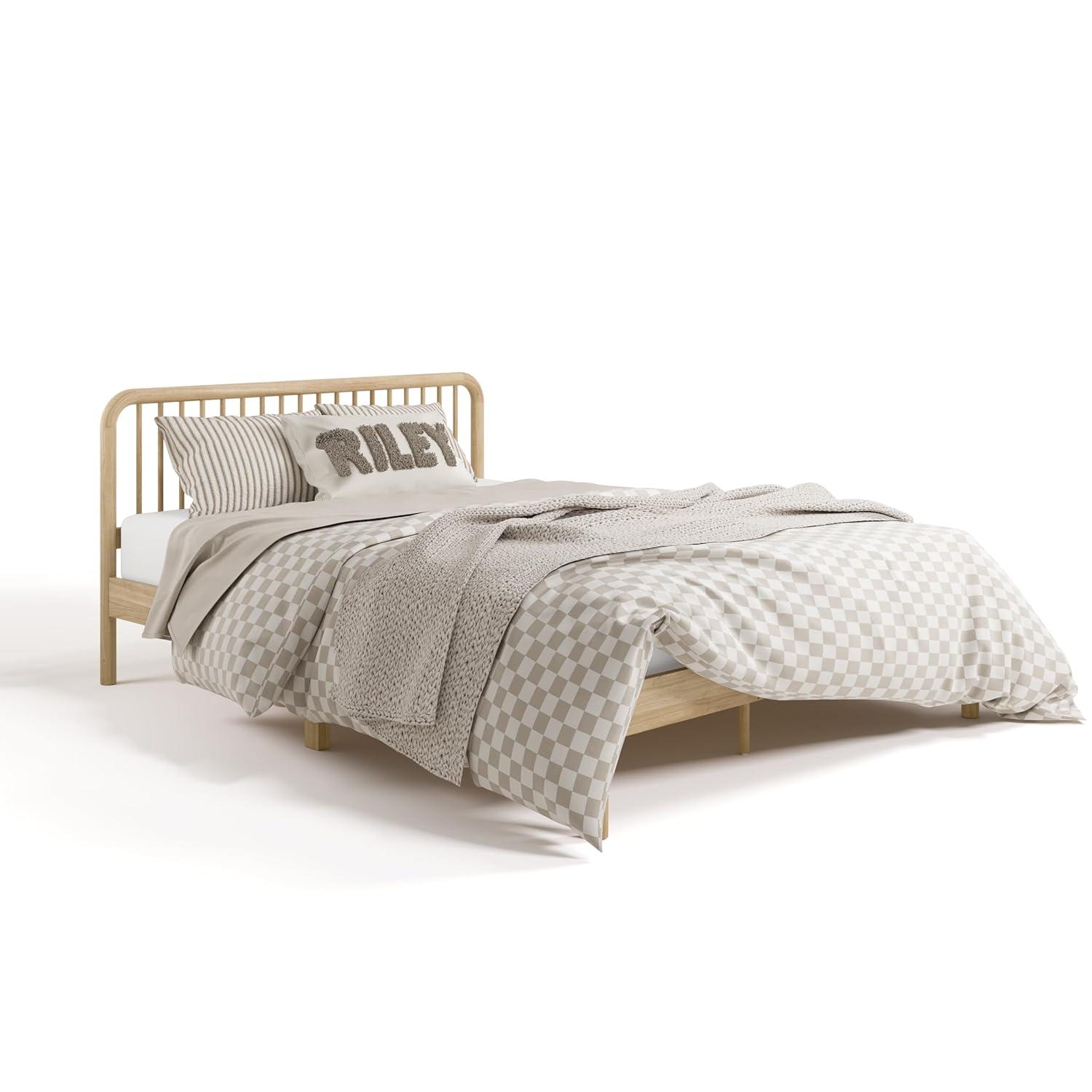 imageStorkcraft Porto King Bed Frame Hazelnut GREENGUARD Gold Certified Sleek and Elegant Design Solid Hardwood and Composites Easy to Assemble EasytoMatch Style for Kids Teens and AdultsNatural