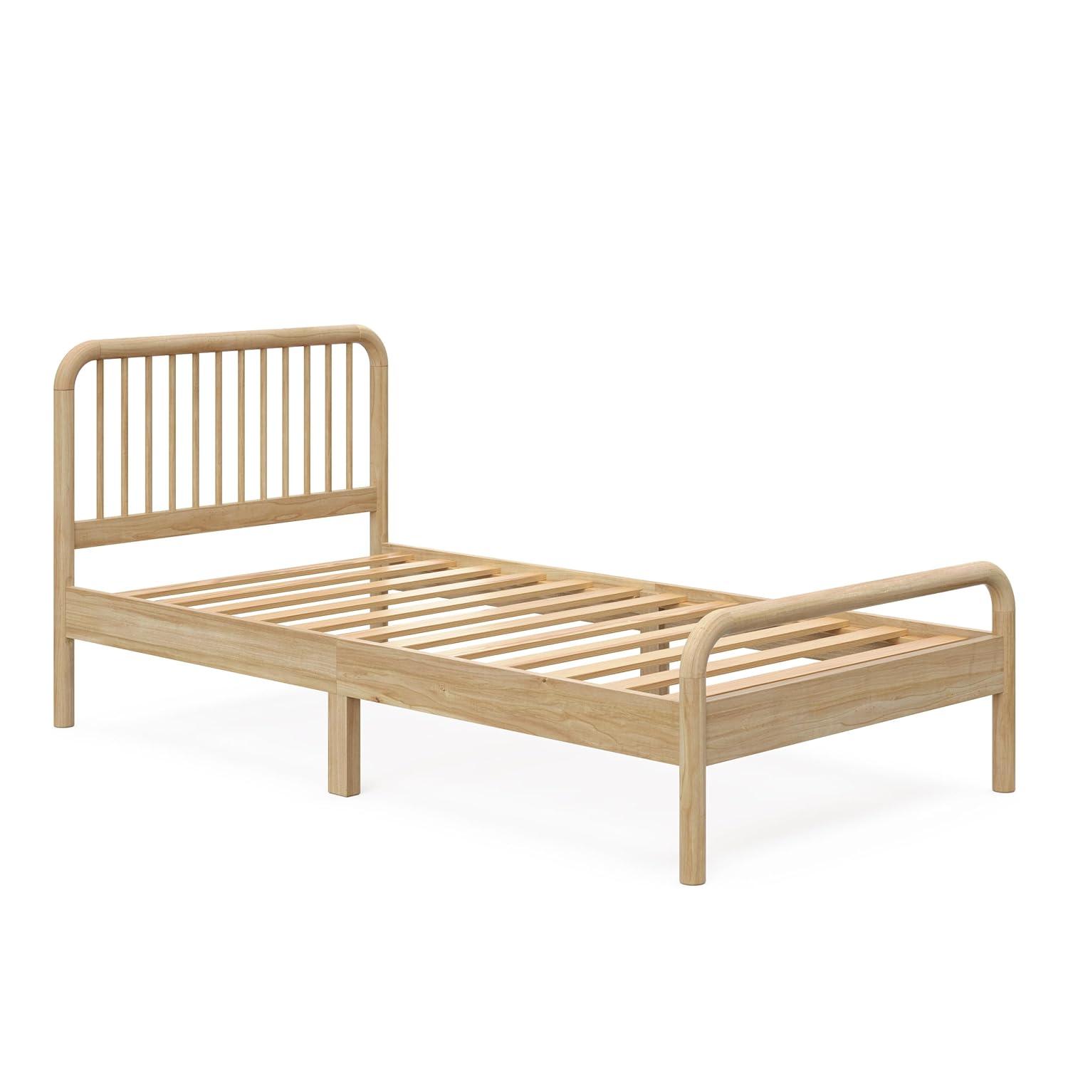 imageStorkcraft Porto King Bed Frame Hazelnut GREENGUARD Gold Certified Sleek and Elegant Design Solid Hardwood and Composites Easy to Assemble EasytoMatch Style for Kids Teens and AdultsNatural