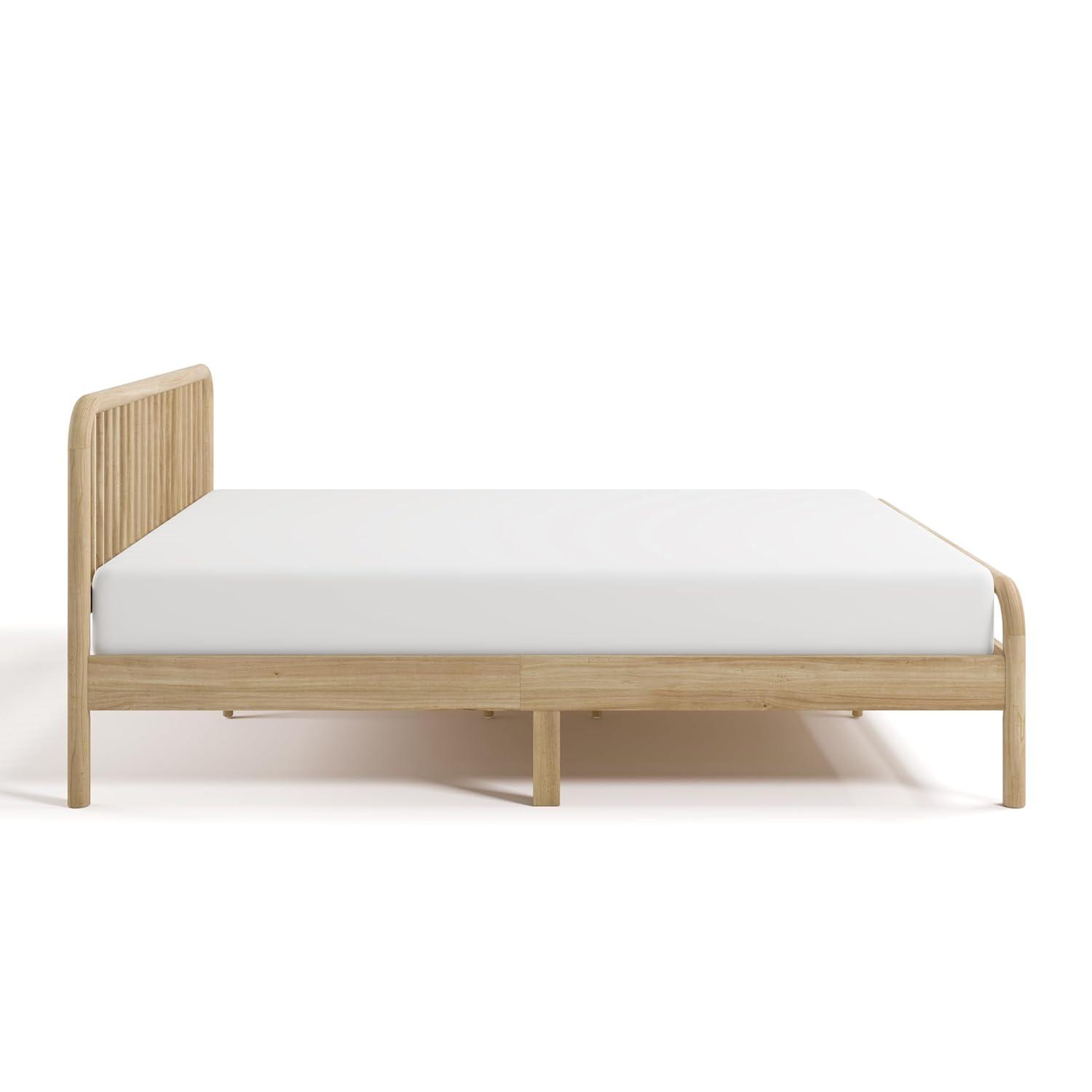 imageStorkcraft Porto King Bed Frame Hazelnut GREENGUARD Gold Certified Sleek and Elegant Design Solid Hardwood and Composites Easy to Assemble EasytoMatch Style for Kids Teens and AdultsNatural