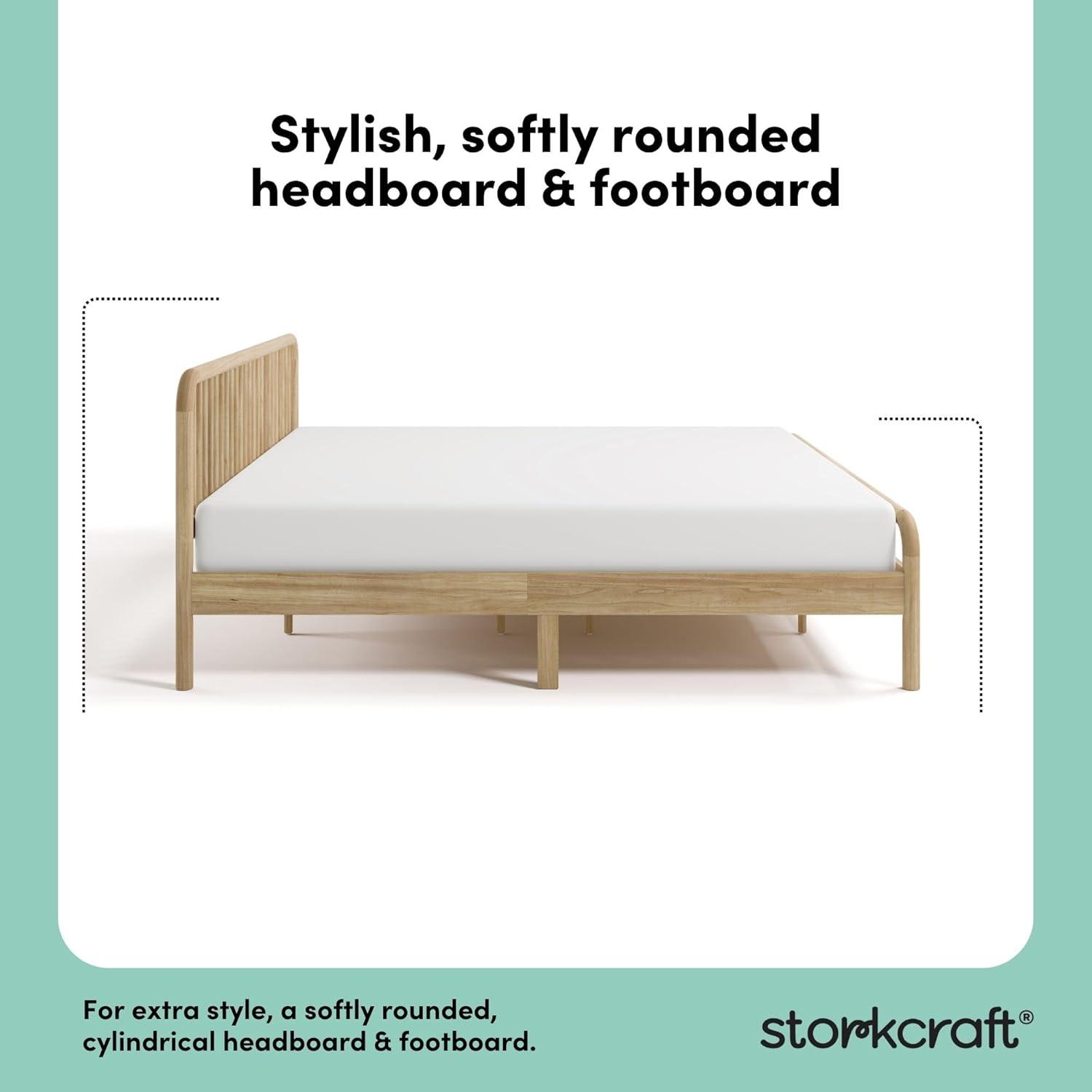 imageStorkcraft Porto King Bed Frame Hazelnut GREENGUARD Gold Certified Sleek and Elegant Design Solid Hardwood and Composites Easy to Assemble EasytoMatch Style for Kids Teens and AdultsNatural