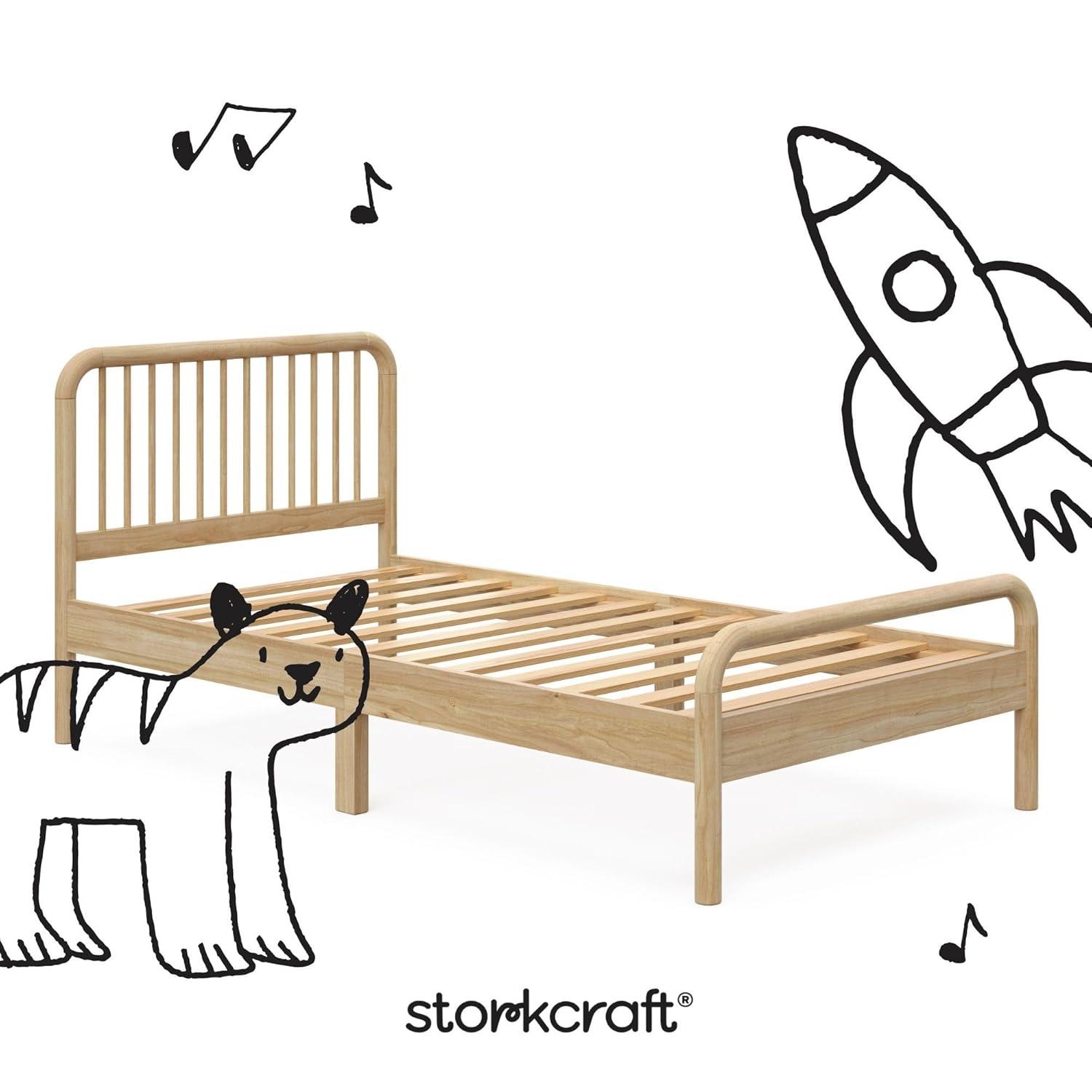 imageStorkcraft Porto King Bed Frame Hazelnut GREENGUARD Gold Certified Sleek and Elegant Design Solid Hardwood and Composites Easy to Assemble EasytoMatch Style for Kids Teens and AdultsNatural