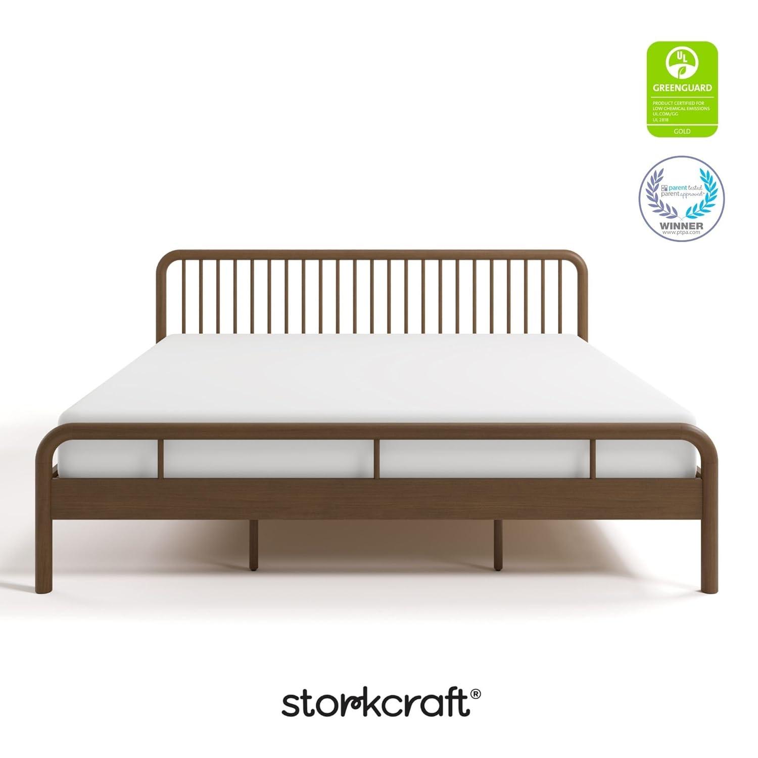 imageStorkcraft Porto King Bed Frame Hazelnut GREENGUARD Gold Certified Sleek and Elegant Design Solid Hardwood and Composites Easy to Assemble EasytoMatch Style for Kids Teens and AdultsHazelnut