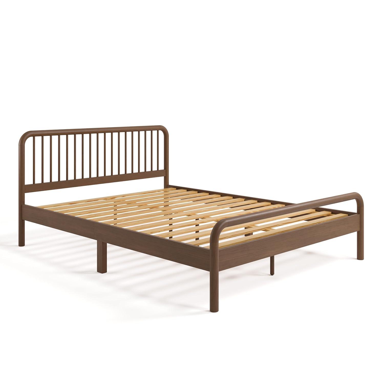 imageStorkcraft Porto King Bed Frame Hazelnut GREENGUARD Gold Certified Sleek and Elegant Design Solid Hardwood and Composites Easy to Assemble EasytoMatch Style for Kids Teens and AdultsHazelnut