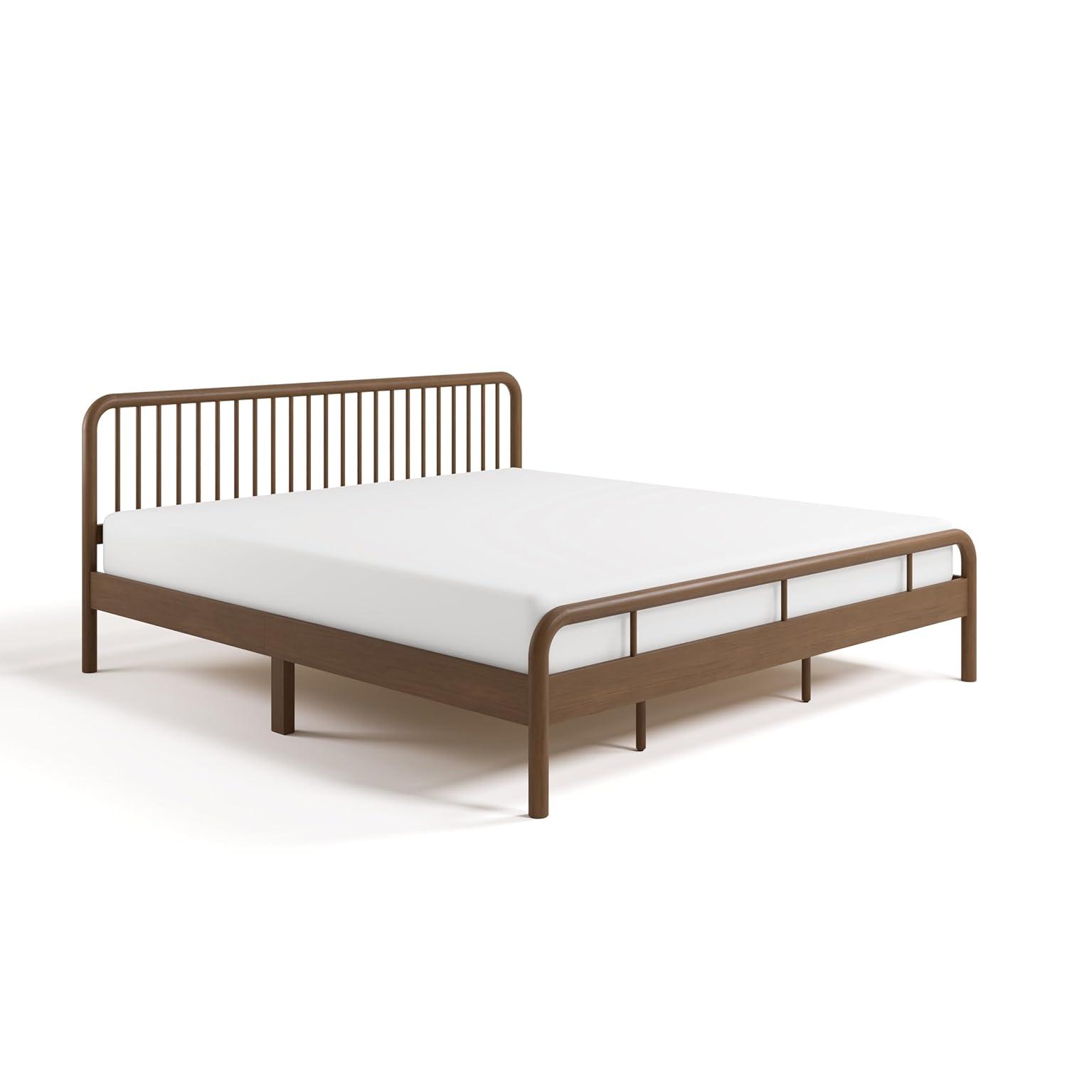 imageStorkcraft Porto King Bed Frame Hazelnut GREENGUARD Gold Certified Sleek and Elegant Design Solid Hardwood and Composites Easy to Assemble EasytoMatch Style for Kids Teens and AdultsHazelnut