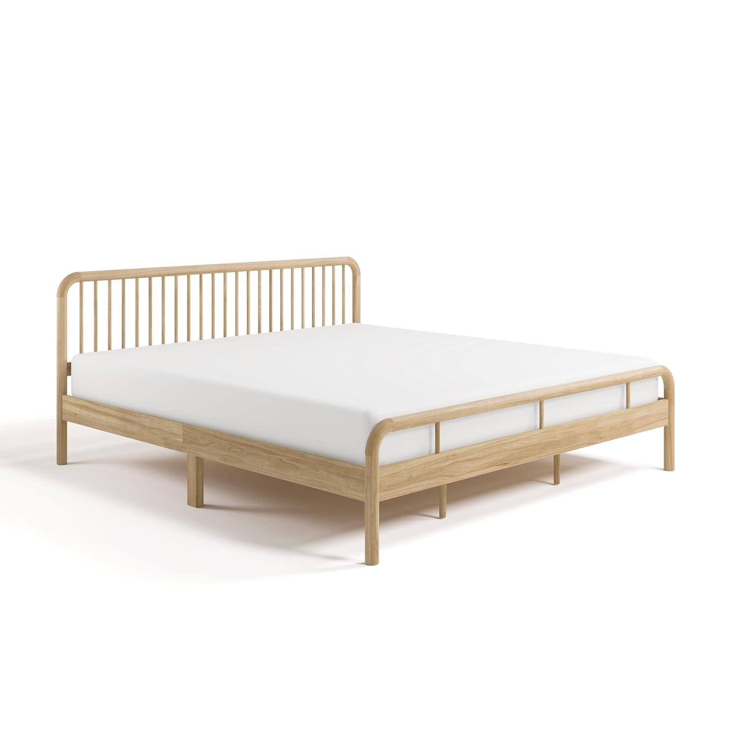 imageStorkcraft Porto King Bed Frame Hazelnut GREENGUARD Gold Certified Sleek and Elegant Design Solid Hardwood and Composites Easy to Assemble EasytoMatch Style for Kids Teens and AdultsNatural
