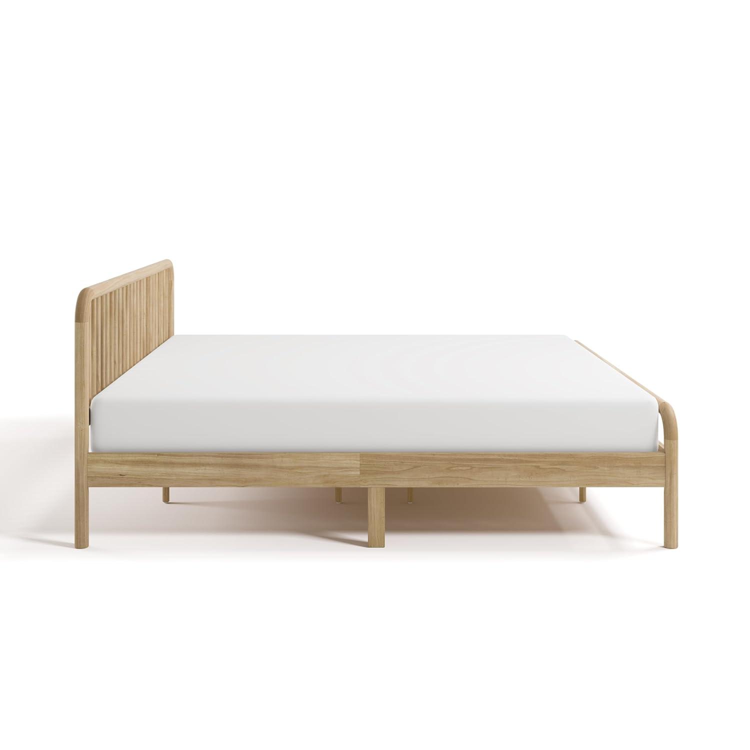 imageStorkcraft Porto King Bed Frame Hazelnut GREENGUARD Gold Certified Sleek and Elegant Design Solid Hardwood and Composites Easy to Assemble EasytoMatch Style for Kids Teens and AdultsNatural