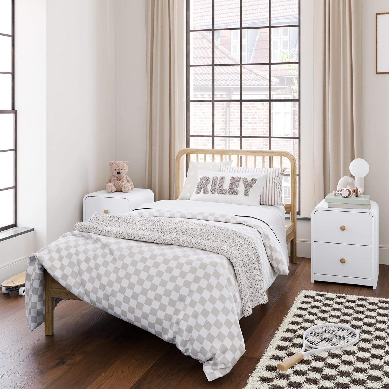 imageStorkcraft Porto King Bed Frame Hazelnut GREENGUARD Gold Certified Sleek and Elegant Design Solid Hardwood and Composites Easy to Assemble EasytoMatch Style for Kids Teens and AdultsNatural