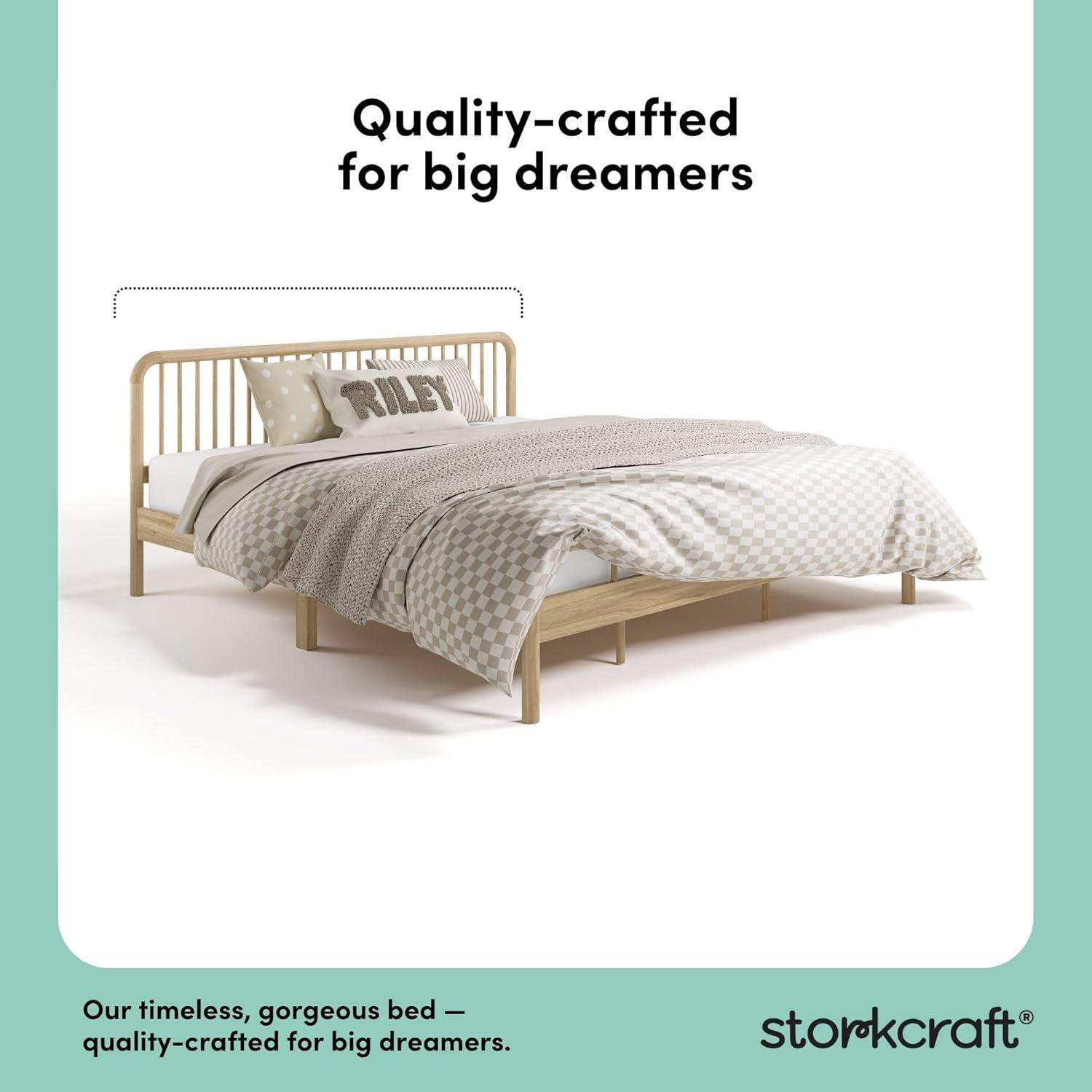imageStorkcraft Porto King Bed Frame Hazelnut GREENGUARD Gold Certified Sleek and Elegant Design Solid Hardwood and Composites Easy to Assemble EasytoMatch Style for Kids Teens and AdultsNatural
