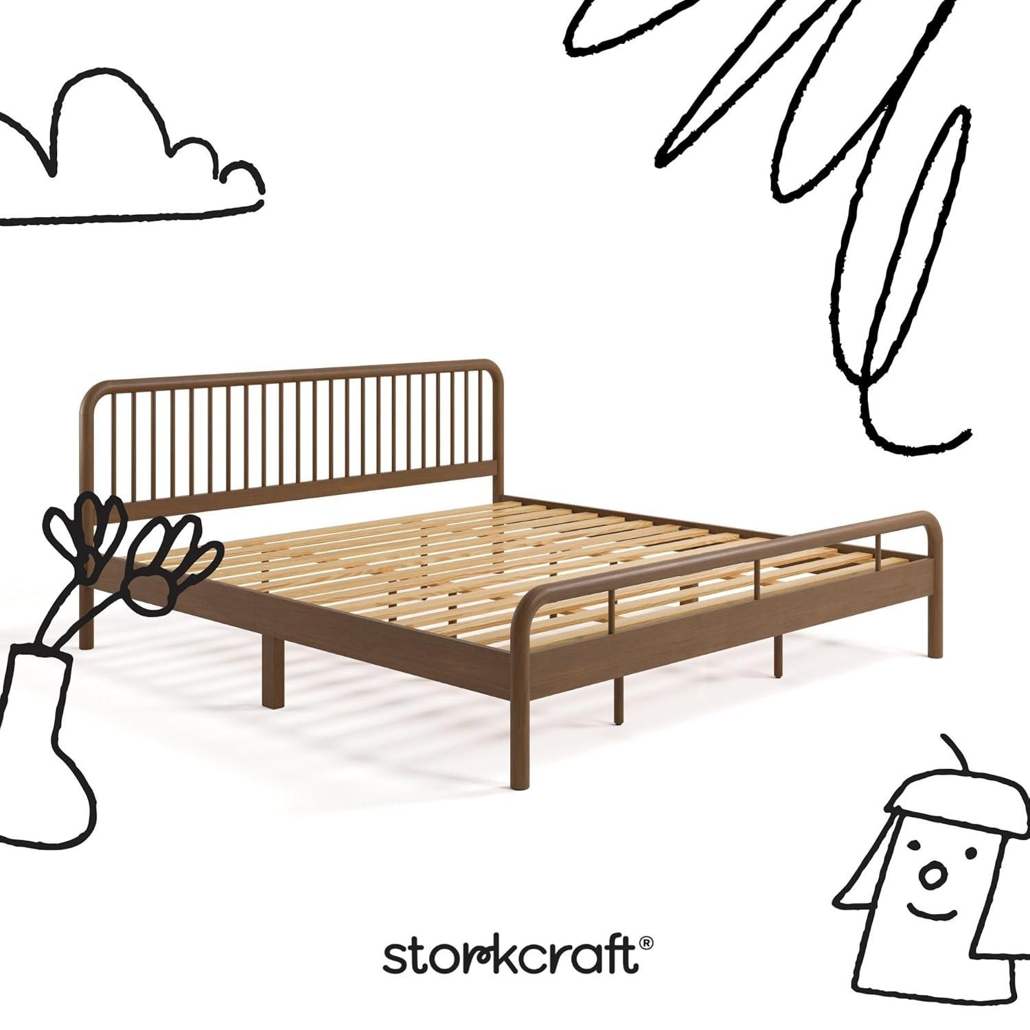 imageStorkcraft Porto King Bed Frame Hazelnut GREENGUARD Gold Certified Sleek and Elegant Design Solid Hardwood and Composites Easy to Assemble EasytoMatch Style for Kids Teens and AdultsHazelnut